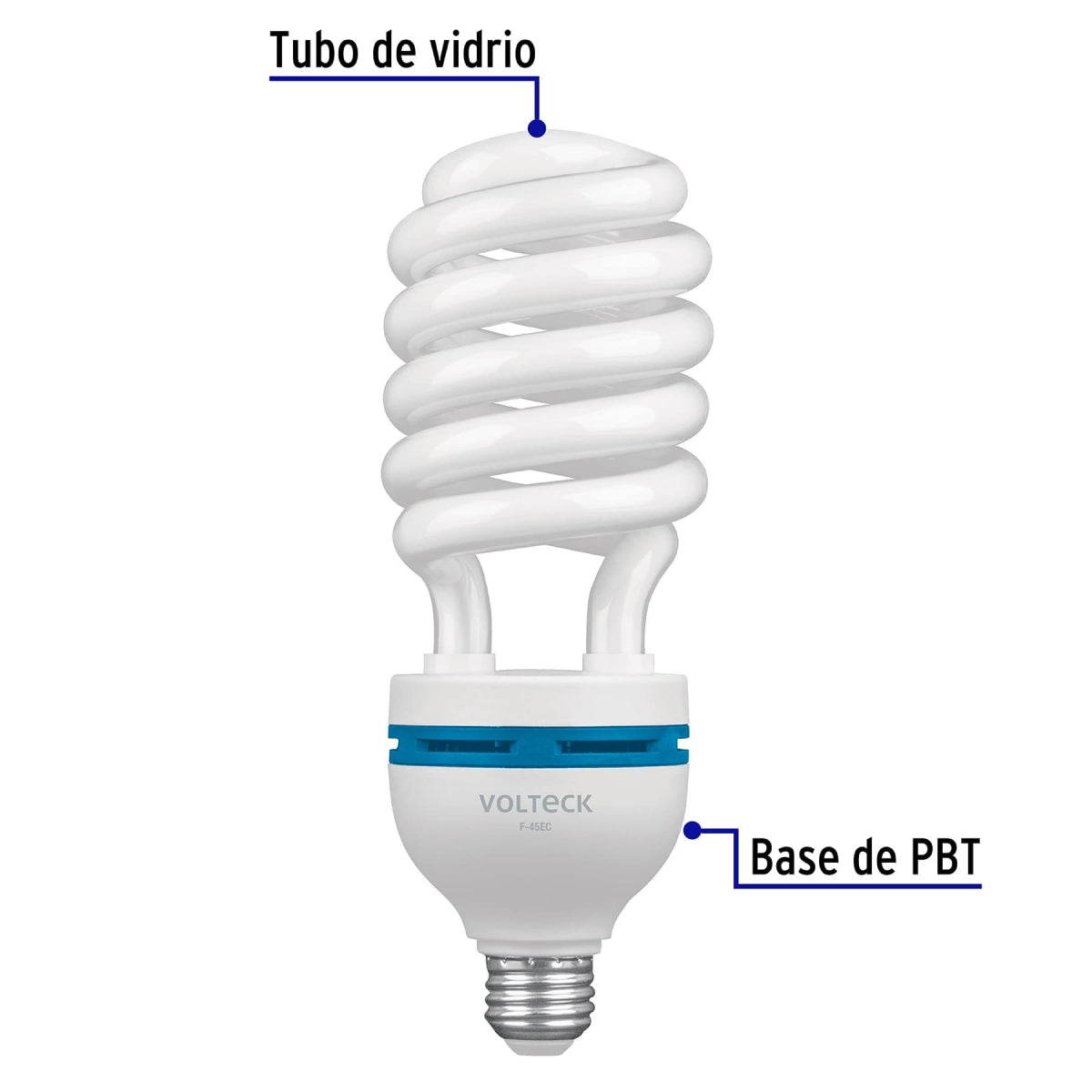 Foco espiral alta potencia 45W (equivalente 180W) luz de día SKU:'47100