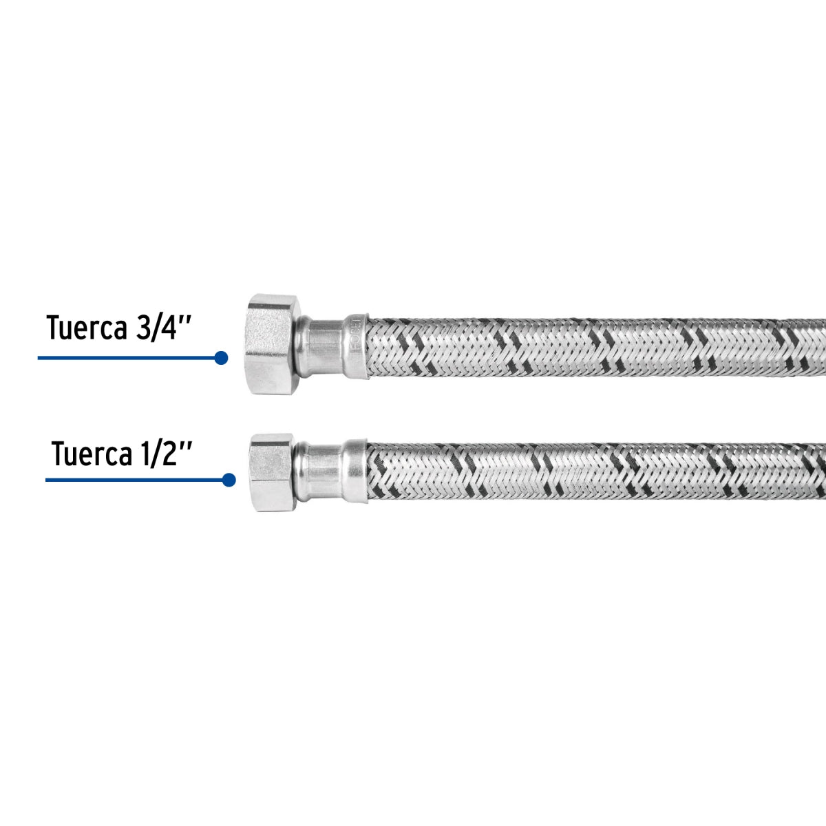 Manguera p/boiler 40cm acero inoxidable 1/2" x 3/4" SKU:'49131