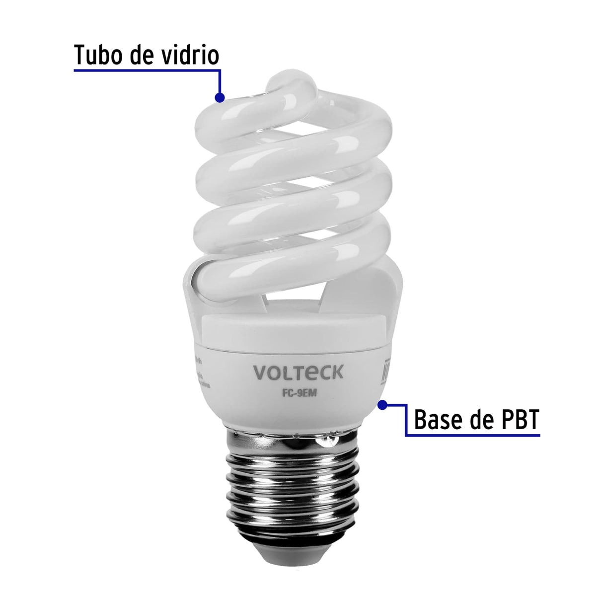 Foco espiral 9W (equivalente 40W) luz cálida SKU:'48501