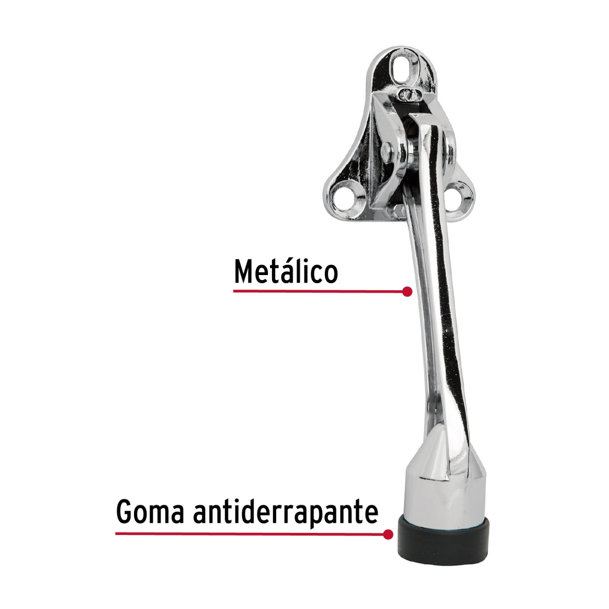 Fijapuerta (pata de cabra) color cromo SKU:'43642