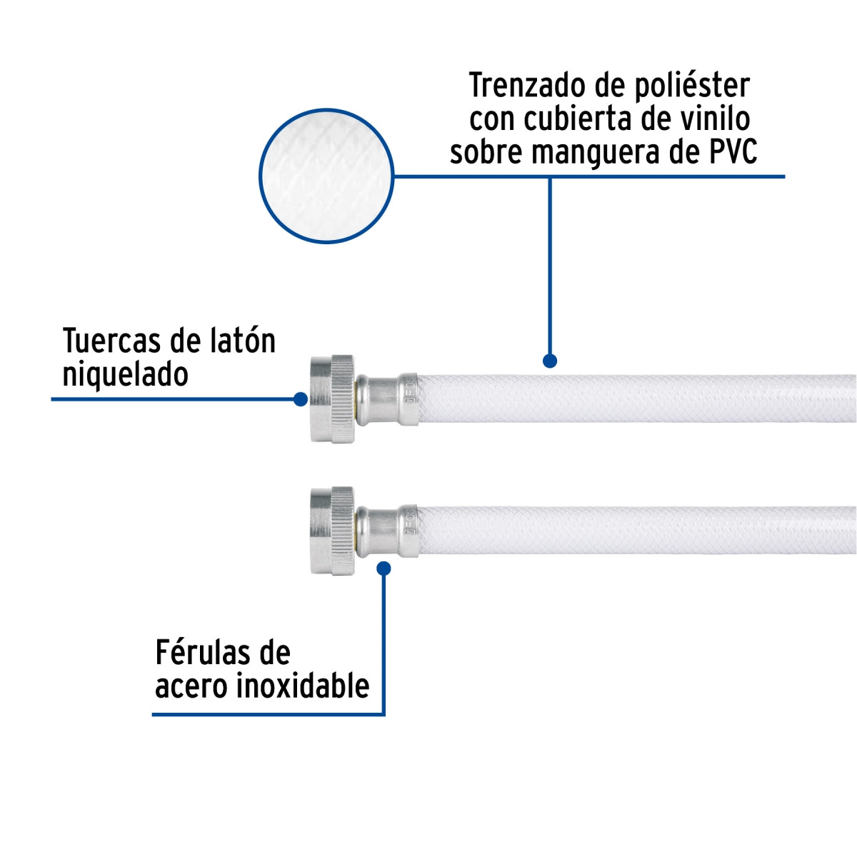 Manguera p/lavadora 120cm vinilo 3/4" x 3/4" SKU:'49779