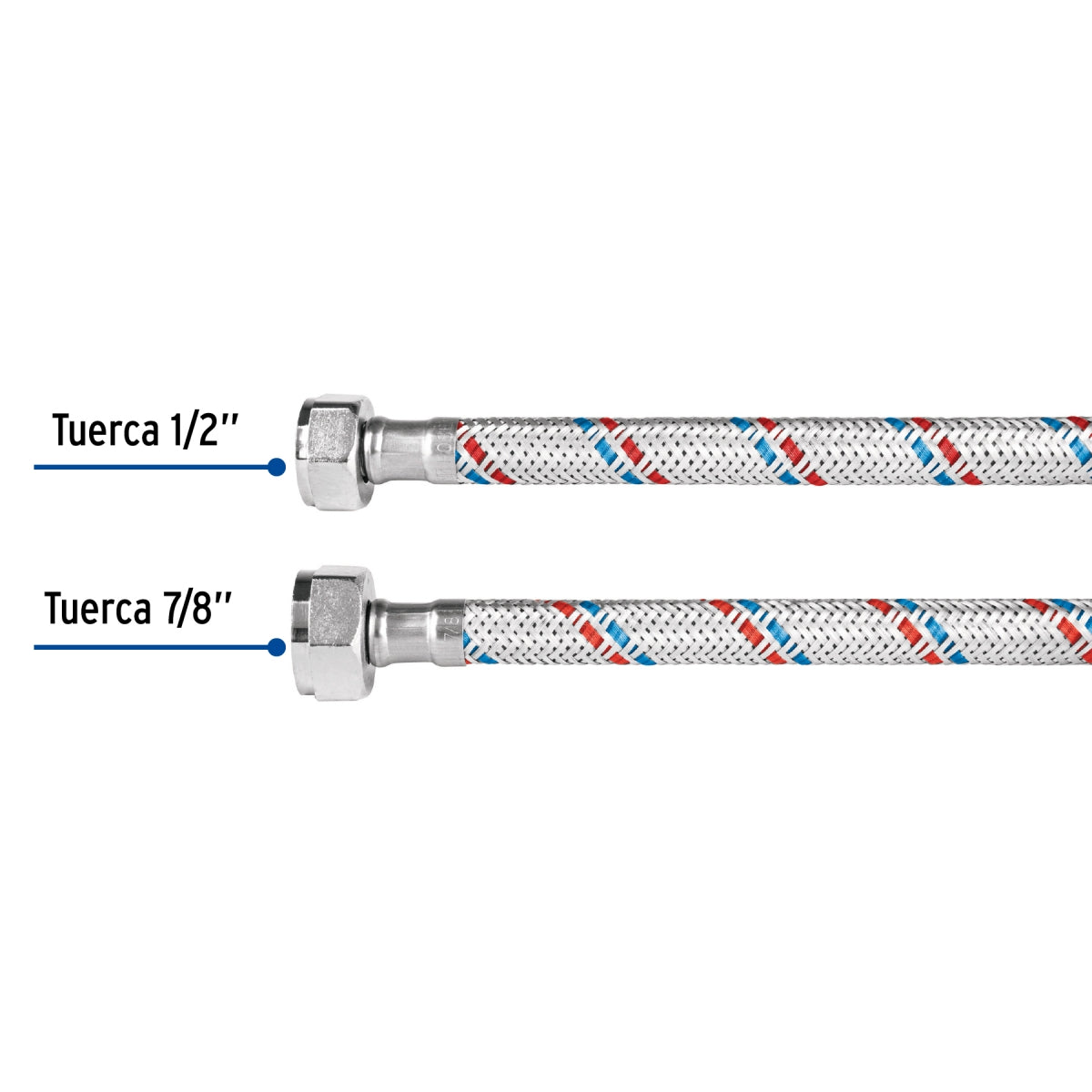 Manguera para WC 35cm aluminio 1/2" x 7/8" SKU:'26022