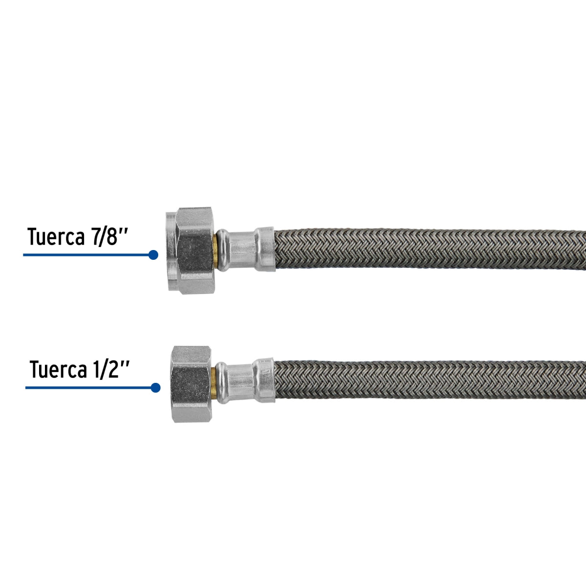 Manguera para WC 35cm vinilo 1/2" x 7/8" conexiones metálicas SKU:'49175