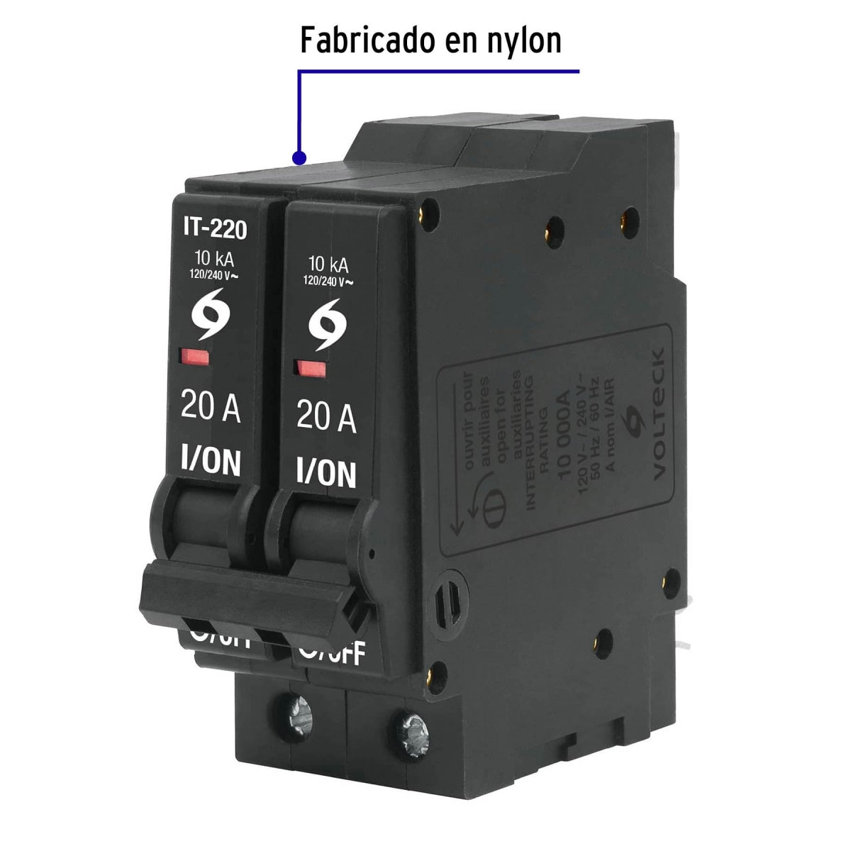 Interruptor termomagnético 2 polos 20A SKU:'46704