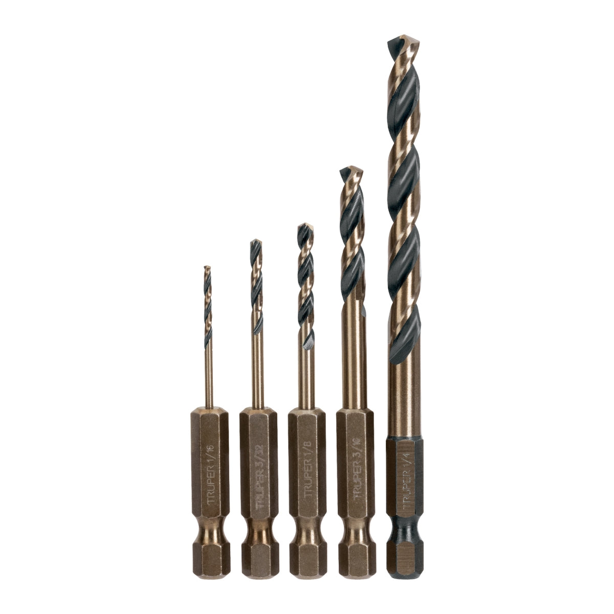 Juego 5 brocas para fierro zanco cambio rápido SKU:'102251