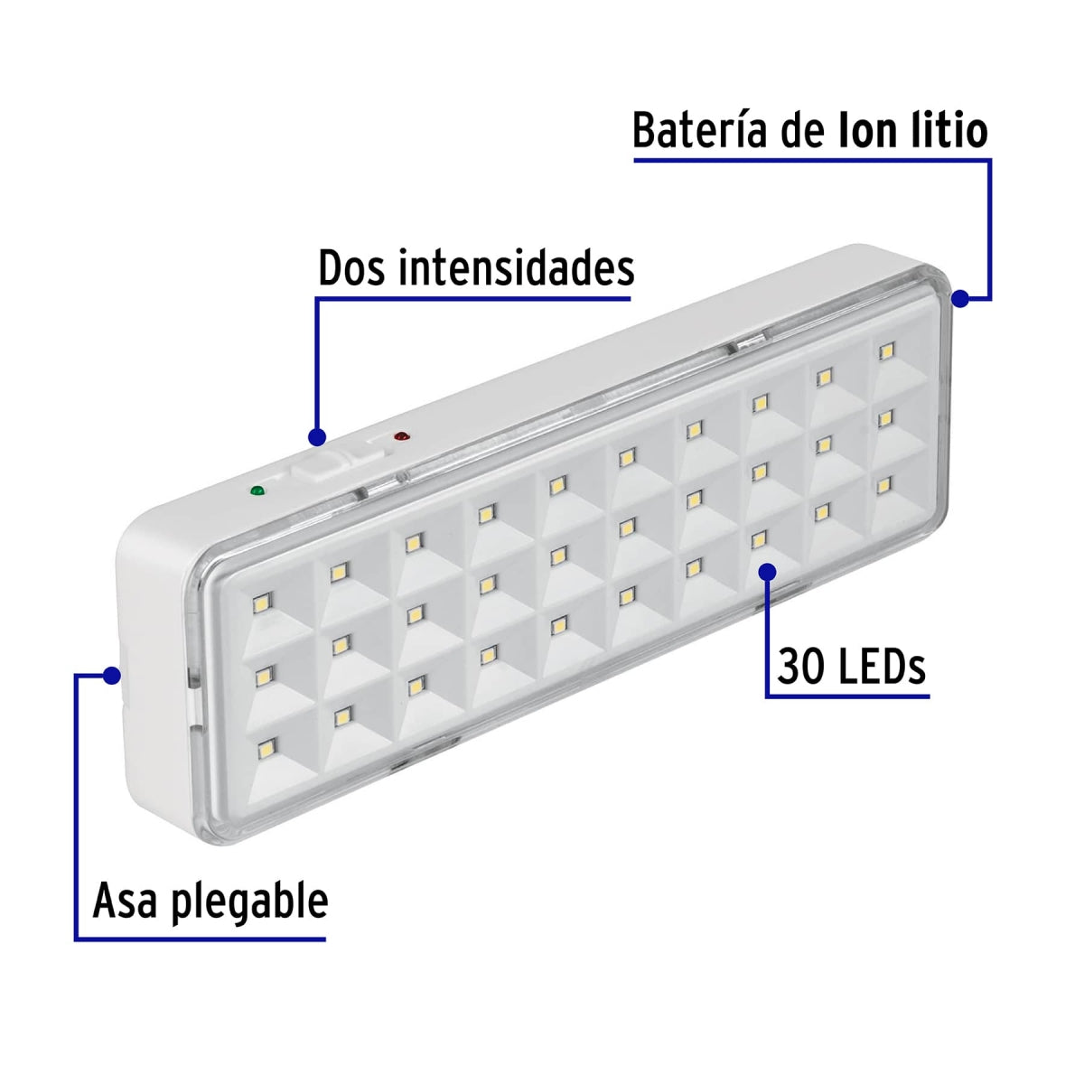 Lámpara de emergencia 220 lumens recargable SKU:'43007