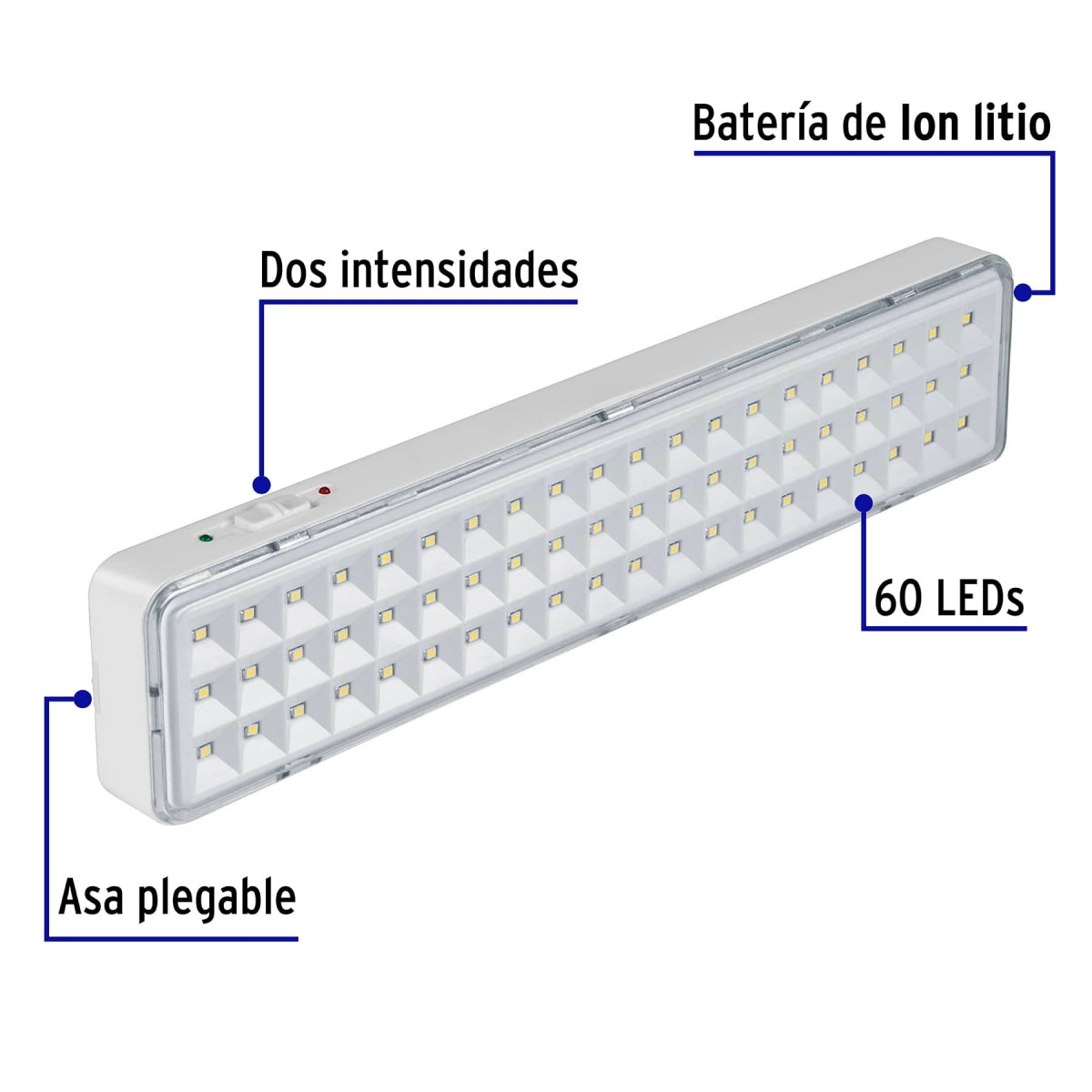 Lámpara de emergencia 300 lumens recargable SKU:'43008