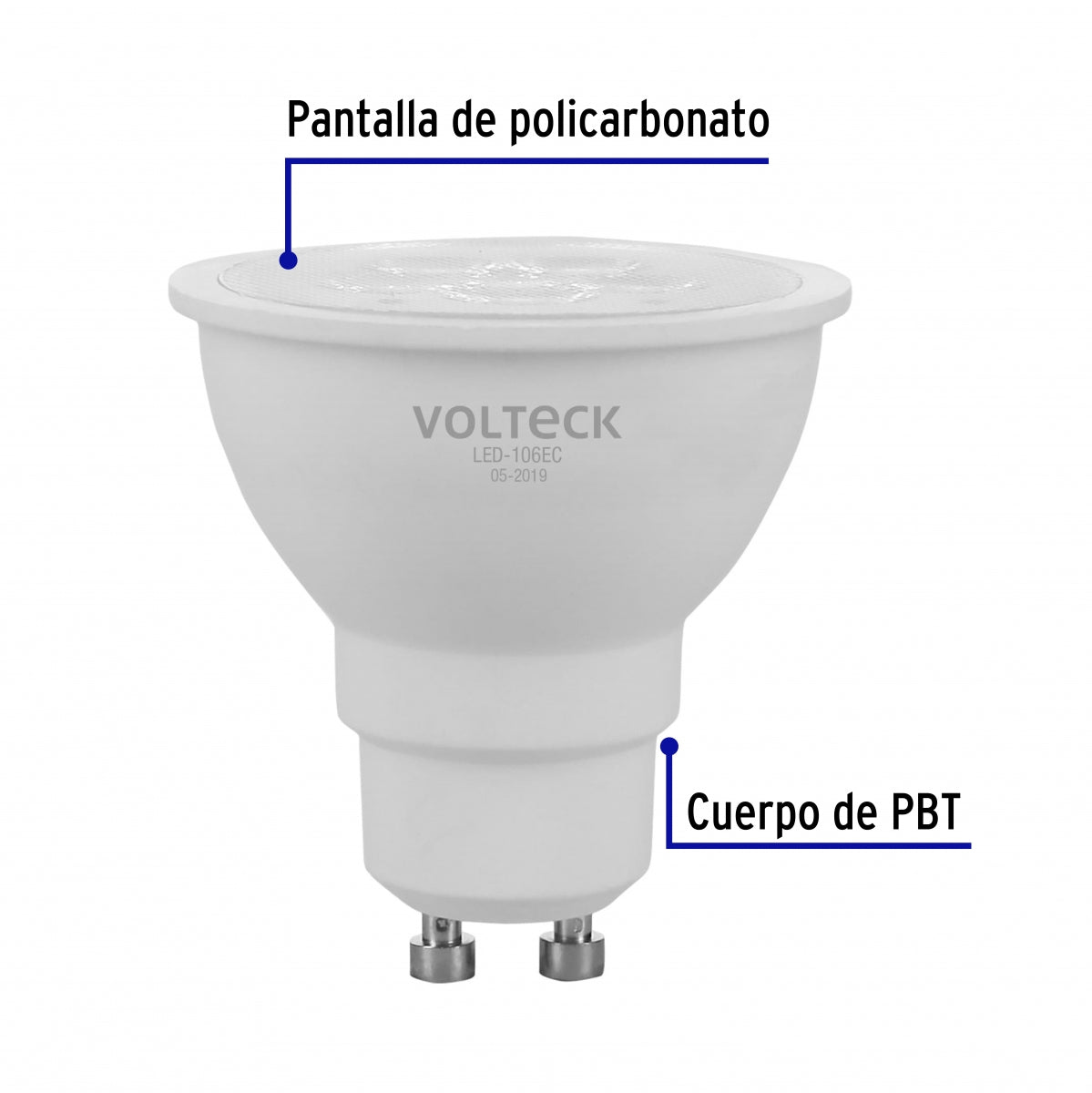 Foco LED 6W MR16 base GU10 luz cálida SKU:'46218
