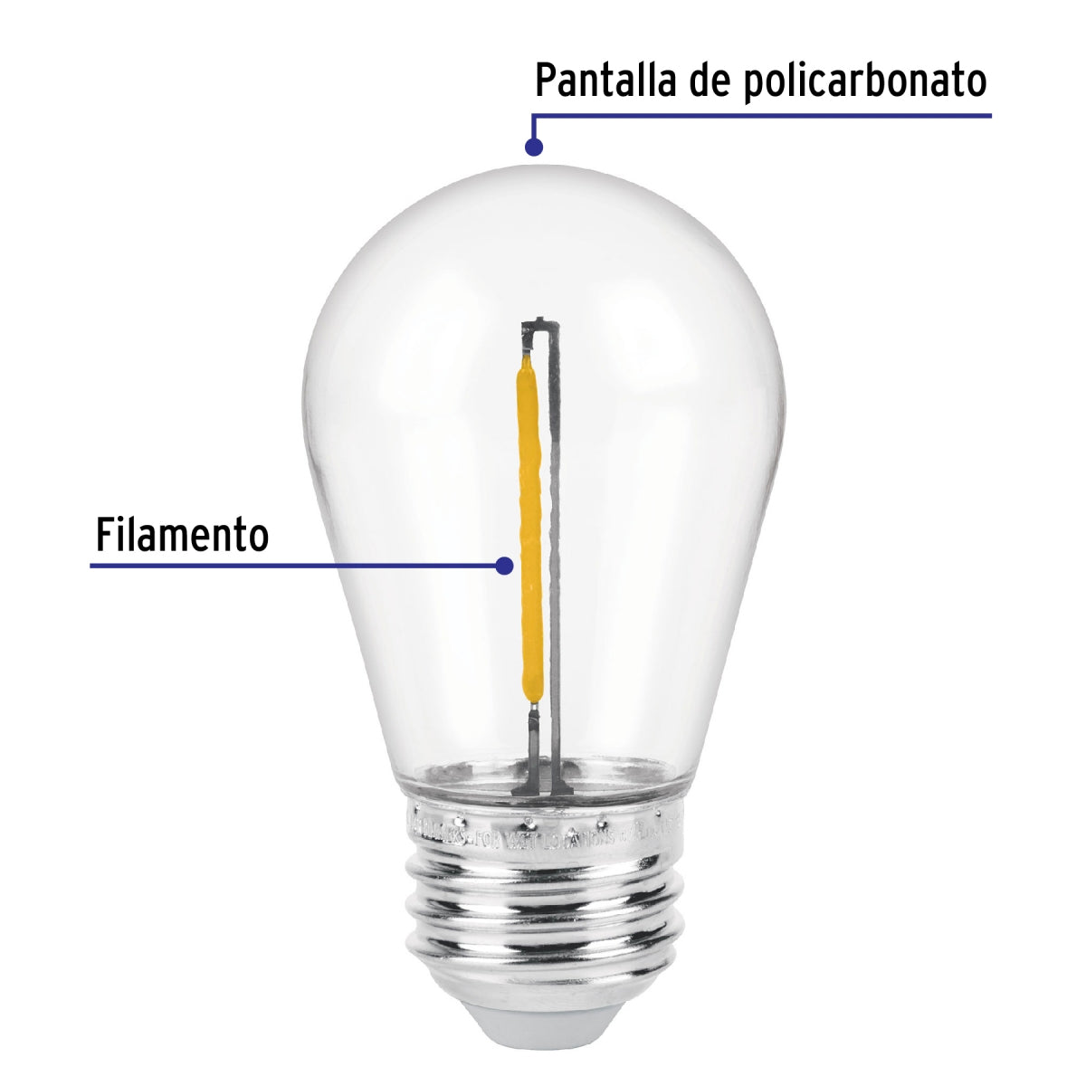 Foco LED S14 con filamento 1W luz cálida SKU:'48452