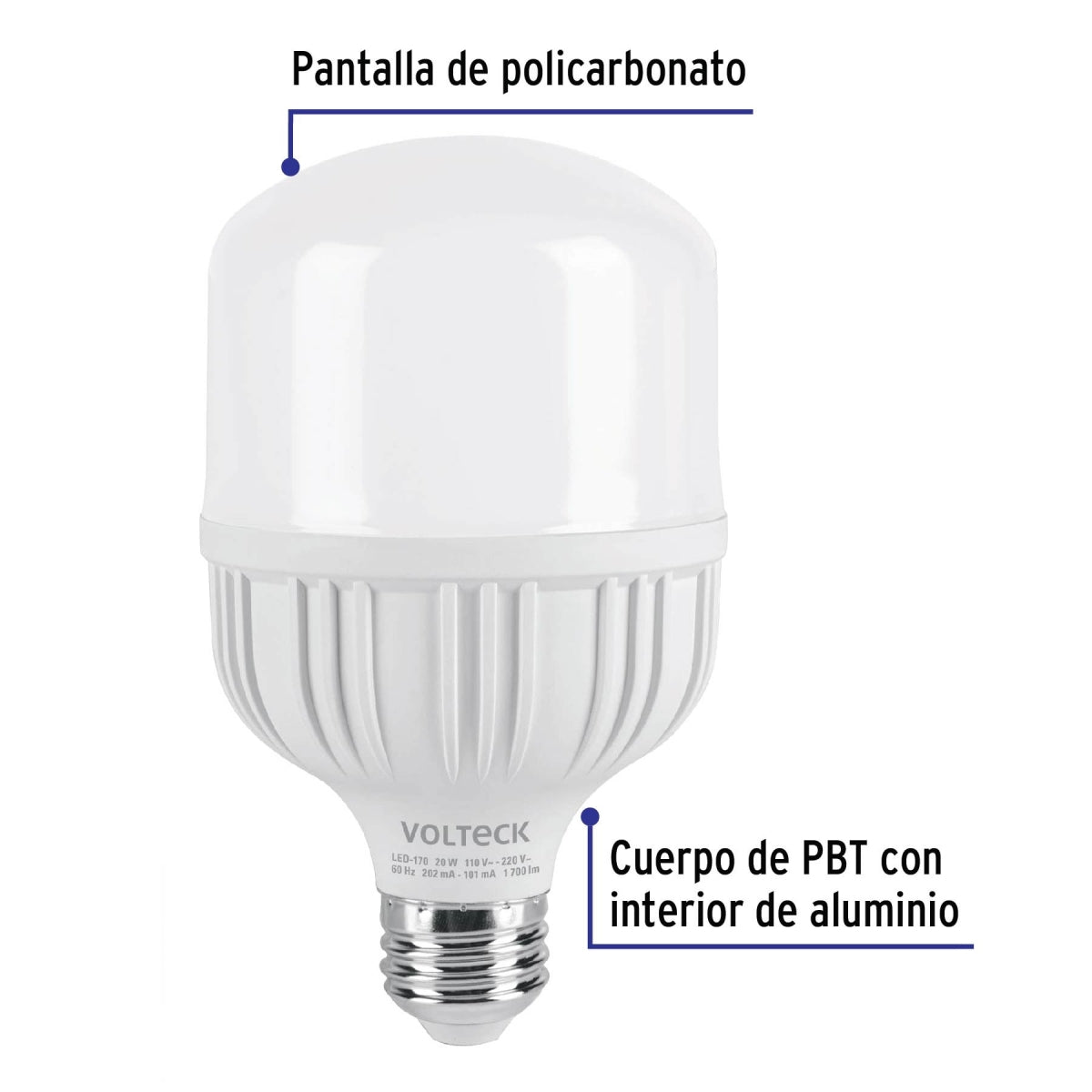 Foco LED 20W (equivalente 170W) luz de día SKU:'46225