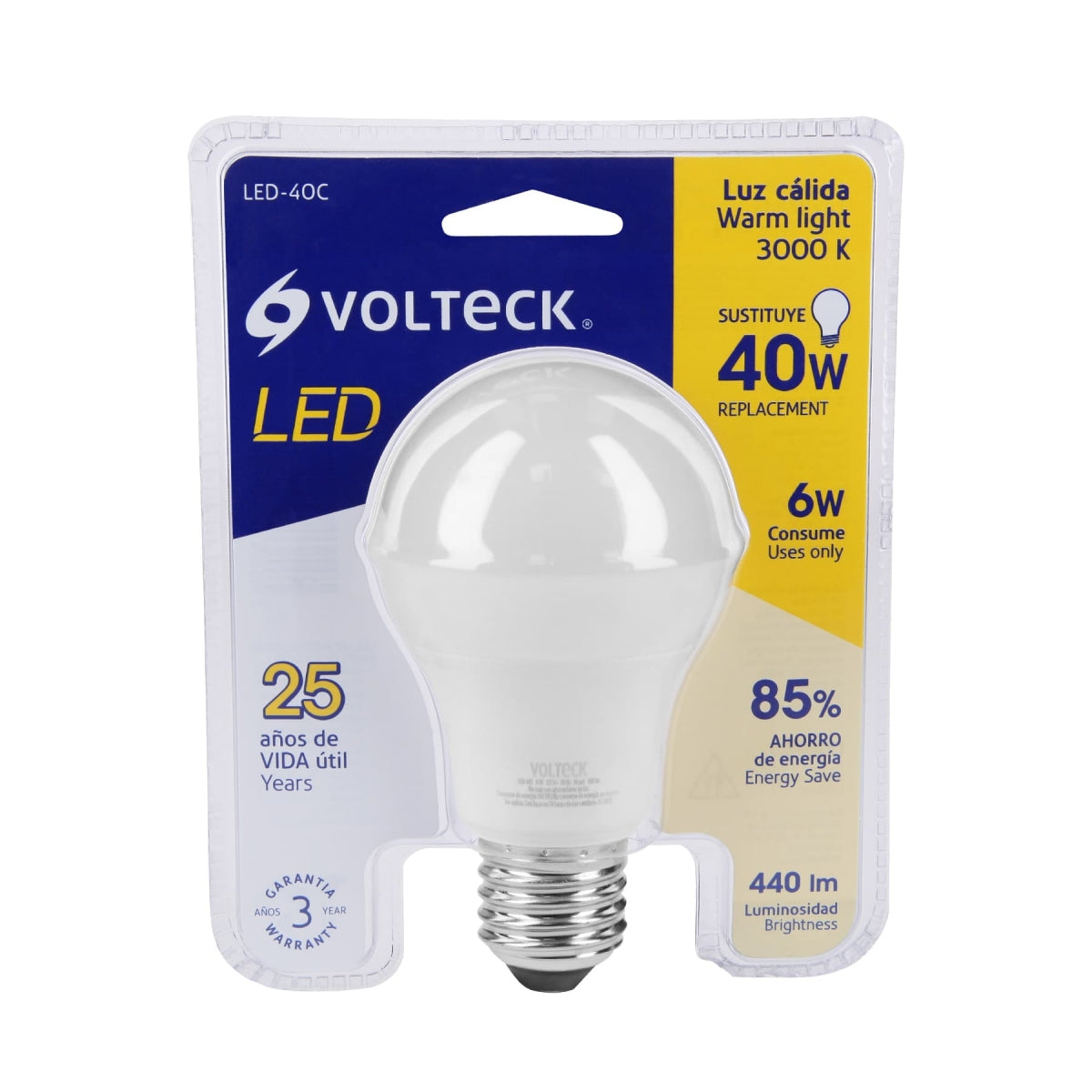 Foco LED 6W (equivalente 40W) luz cálida SKU:'46857
