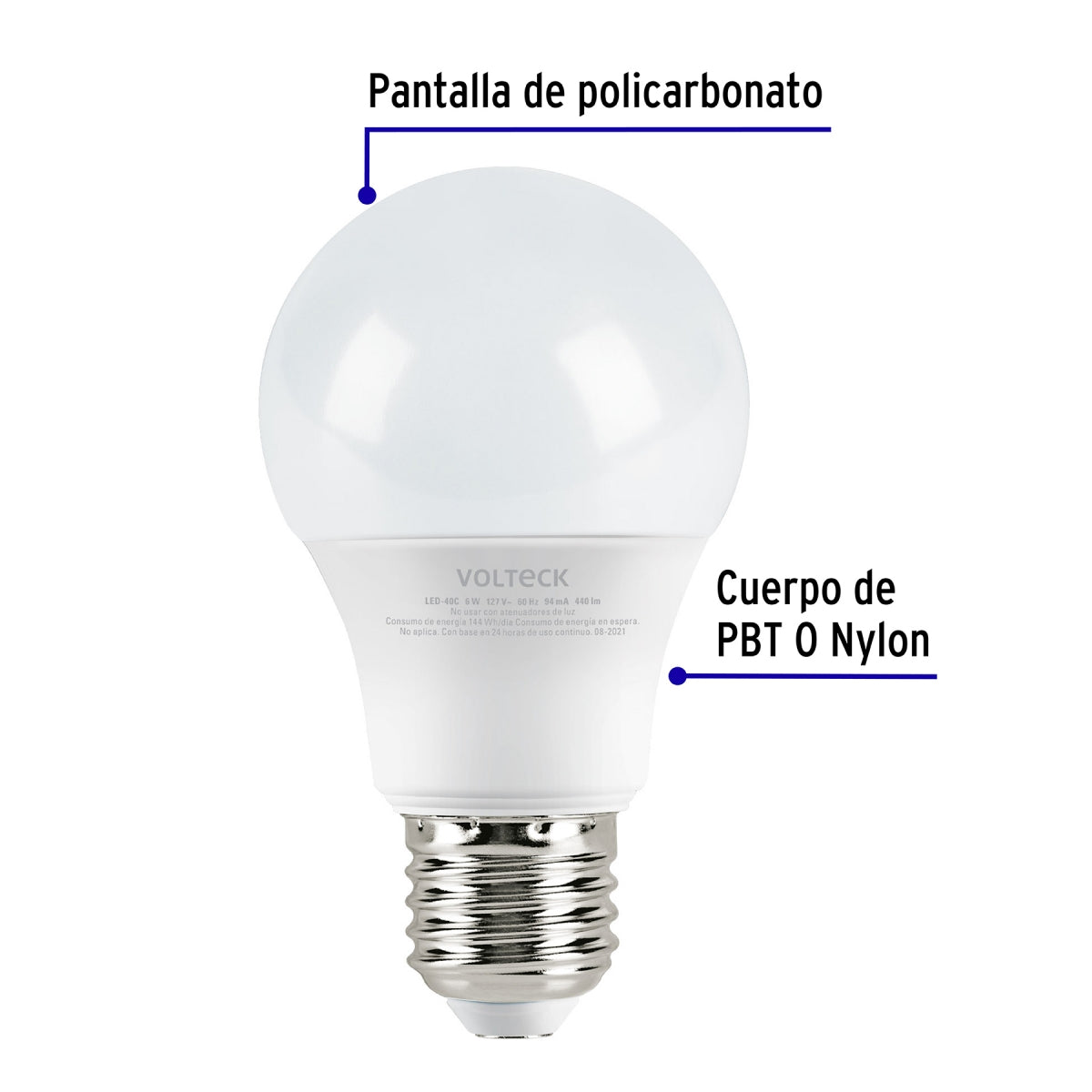 Foco LED 6W (equivalente 40W) luz cálida SKU:'46857