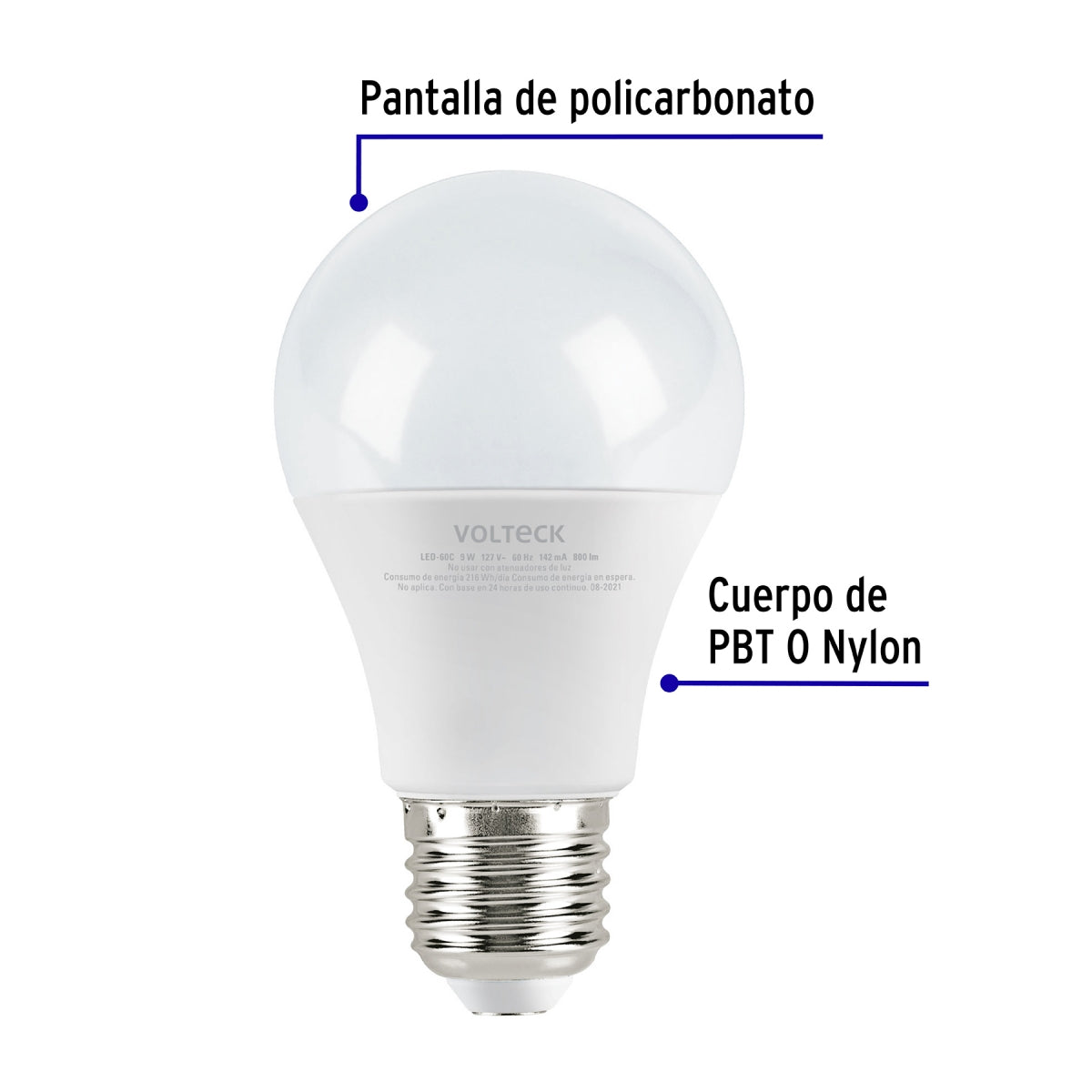 Foco LED 9W (equivalente 60W) luz cálida SKU:'46859
