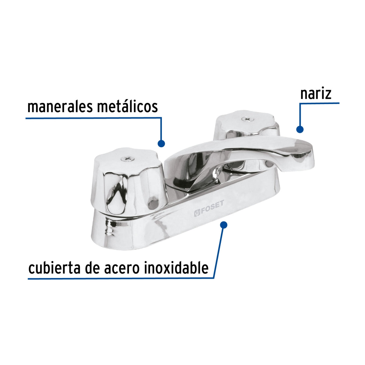 Mezcladora metálica 4" p/lavabo manerales hexagonales (Basic) SKU:'49230