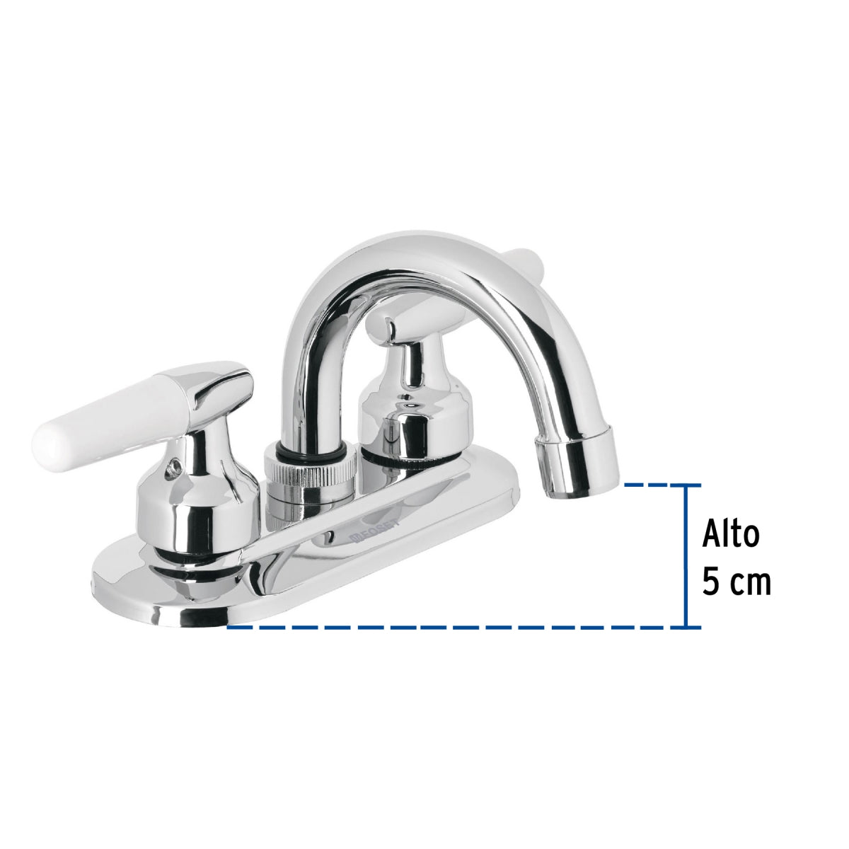 Mezcladora metálica 4" nariz curva p/lavabo manerales tipo cono (Basic) SKU:'49204