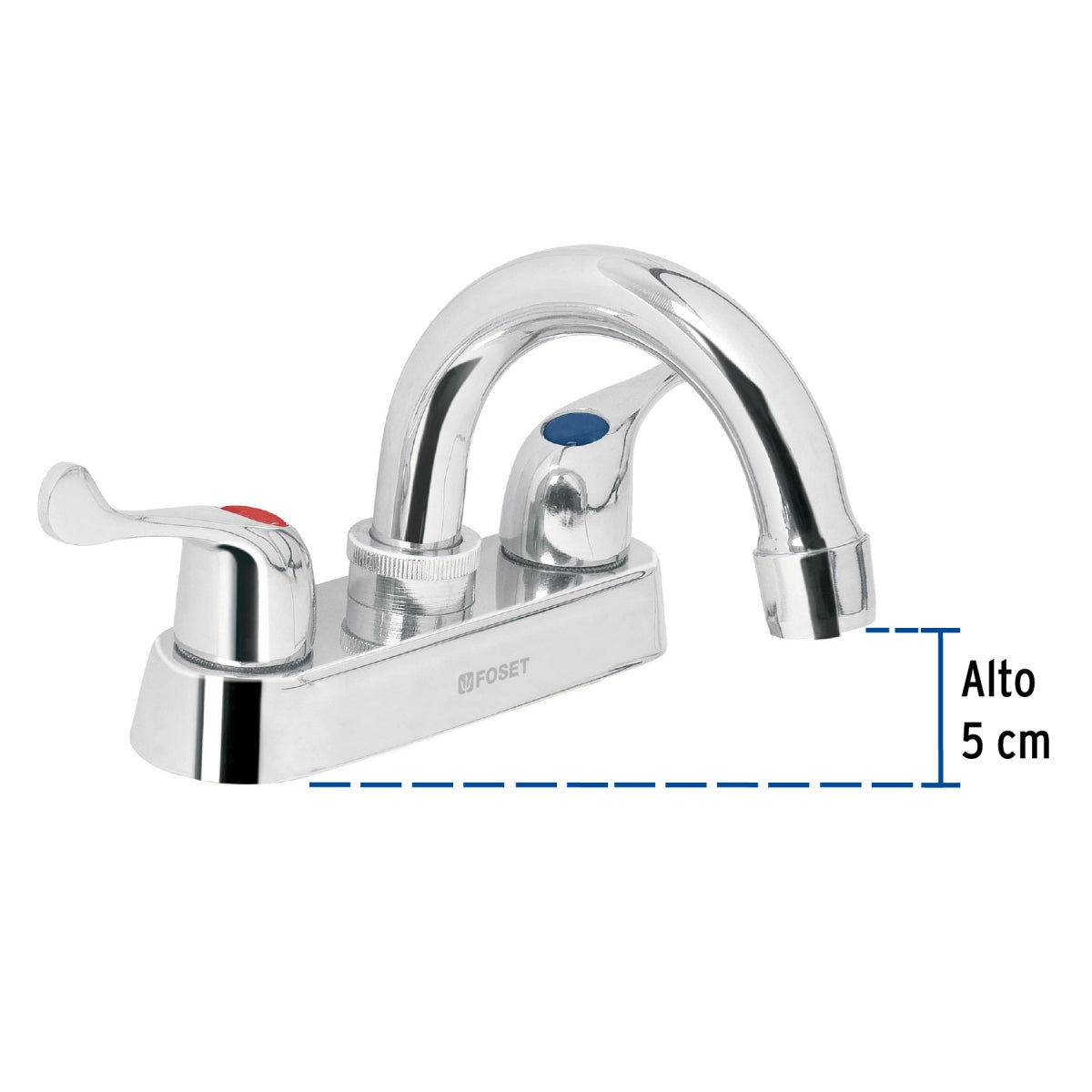 Mezcladora metálica 4" nariz curva p/lavabo manerales tipo palanca (Basic) SKU:'49279