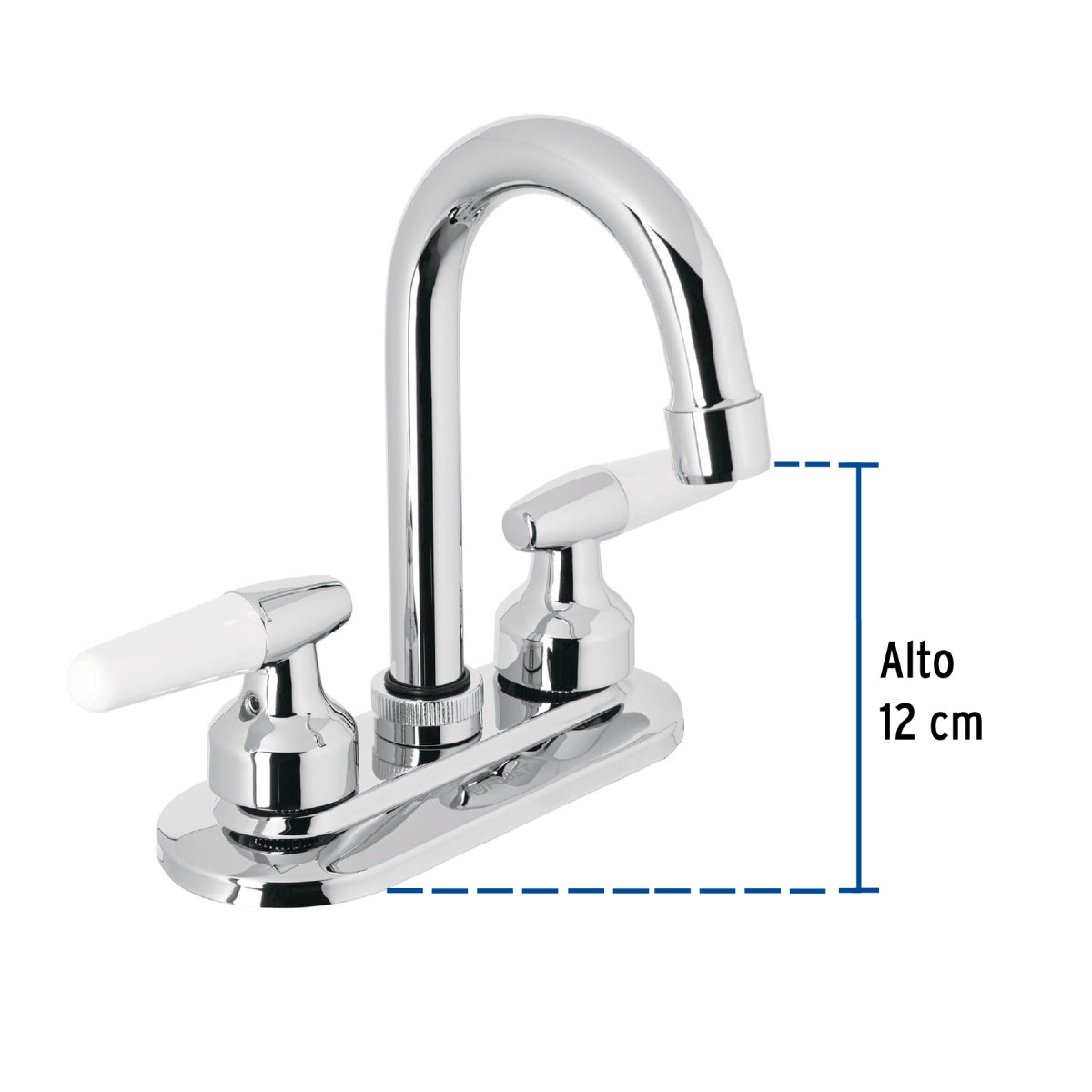 Mezcladora metálica 4" cuello alto p/lavabo manerales tipo cono (Basic) SKU:'49213