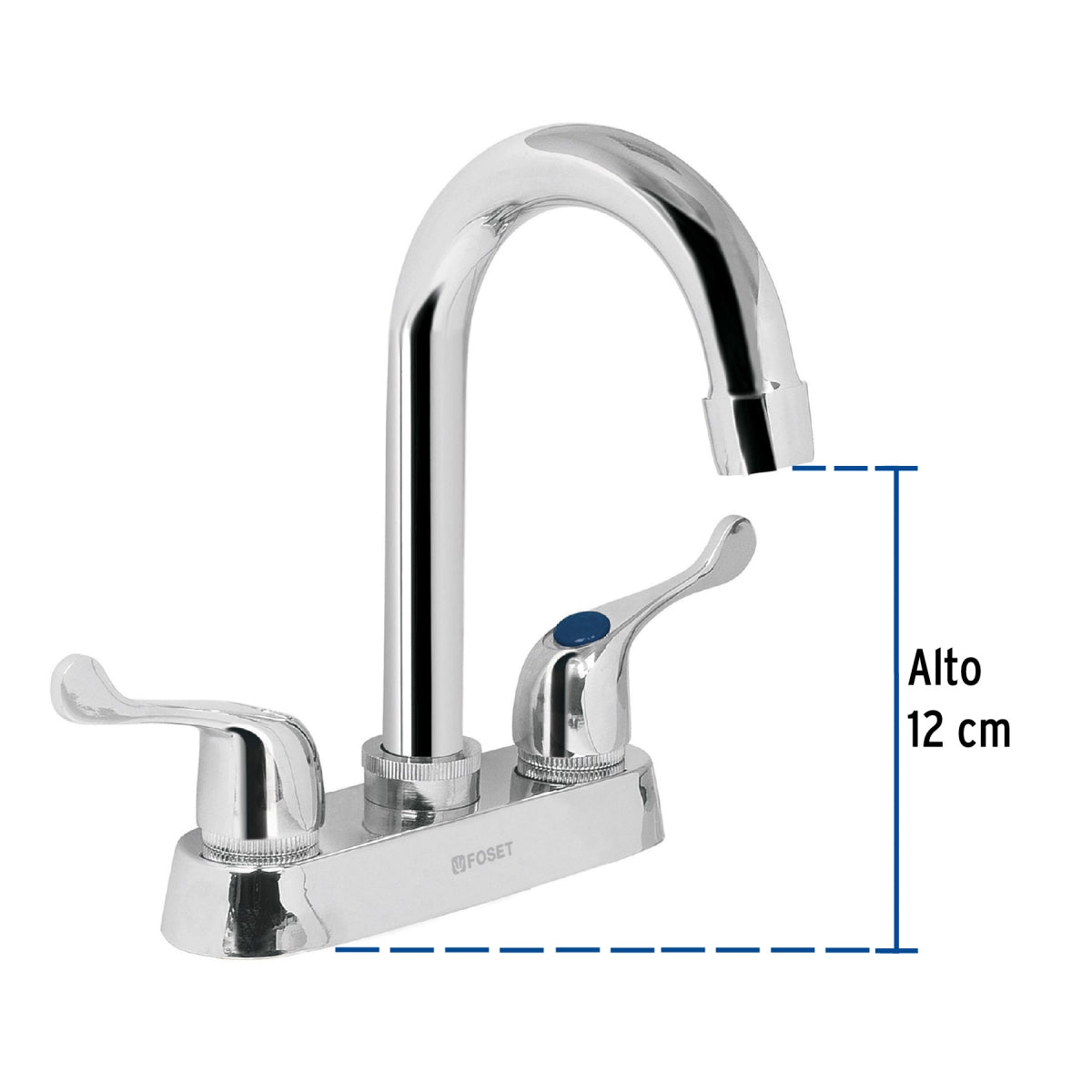 Mezcladora metálica 4" cuello alto p/lavabo manerales tipo palanca (Basic) SKU:'49280