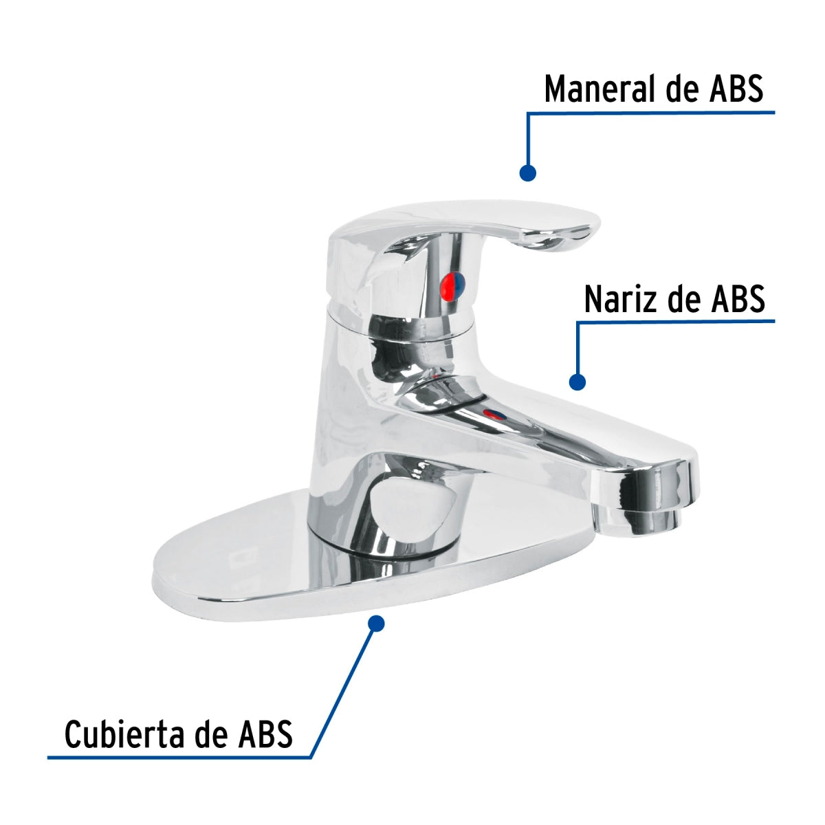 Monomando plástico p/lavabo maneral tipo palanca (Basic) SKU:'49550