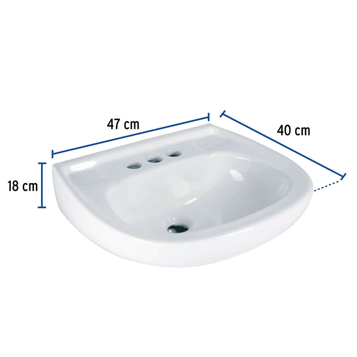 Lavabo cerámico con rebosadero color blanco SKU:'44002