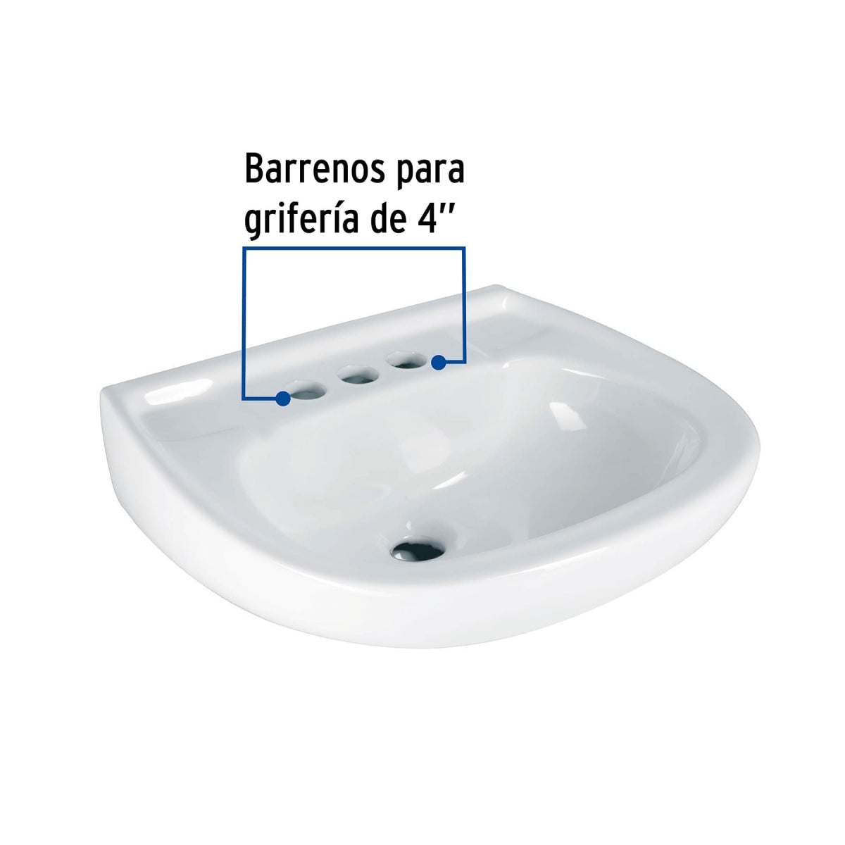 Lavabo cerámico con rebosadero color blanco SKU:'44002
