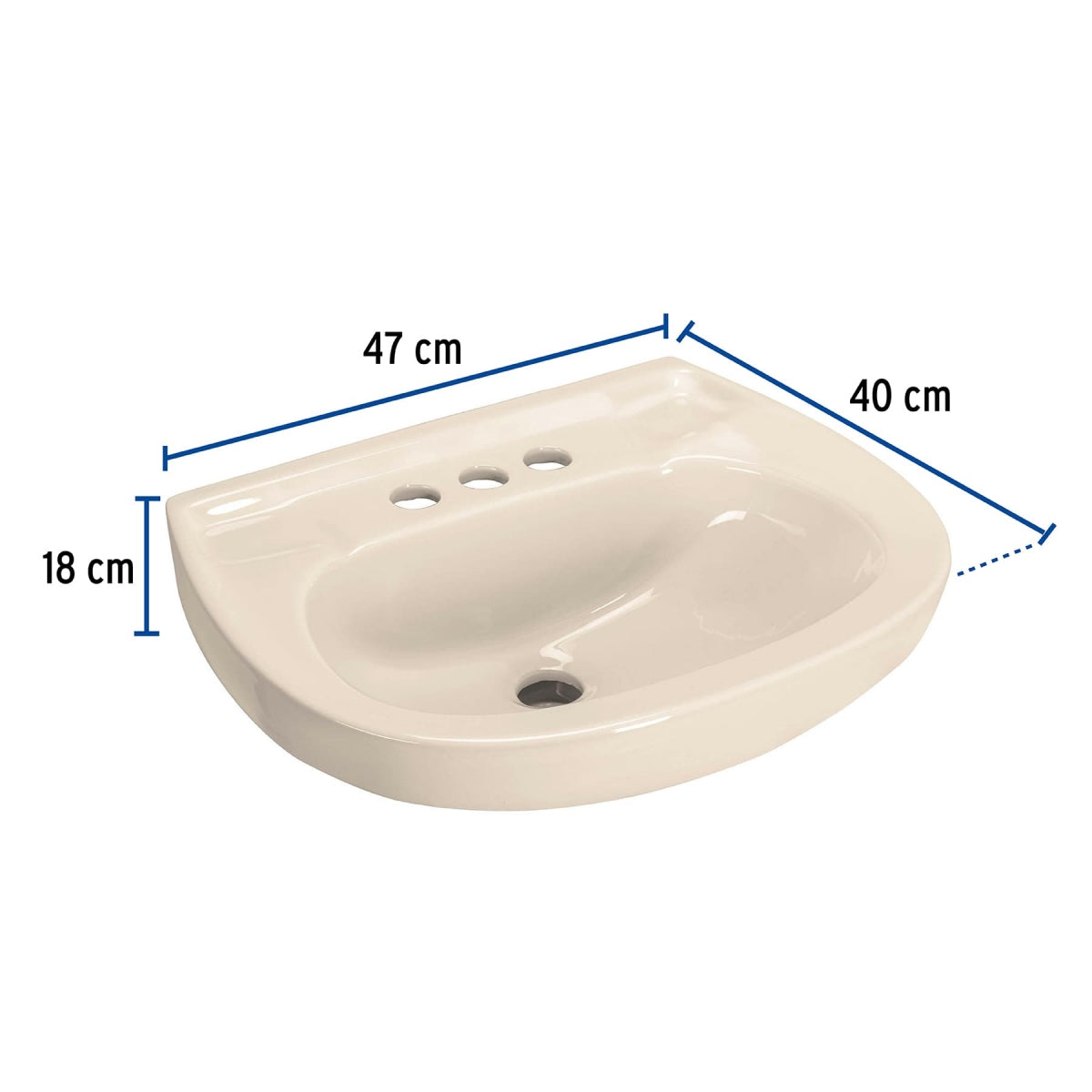 Lavabo cerámico con rebosadero color marfíl SKU:'49356