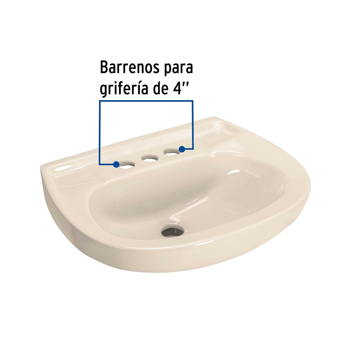Lavabo cerámico con rebosadero color marfíl SKU:'49356