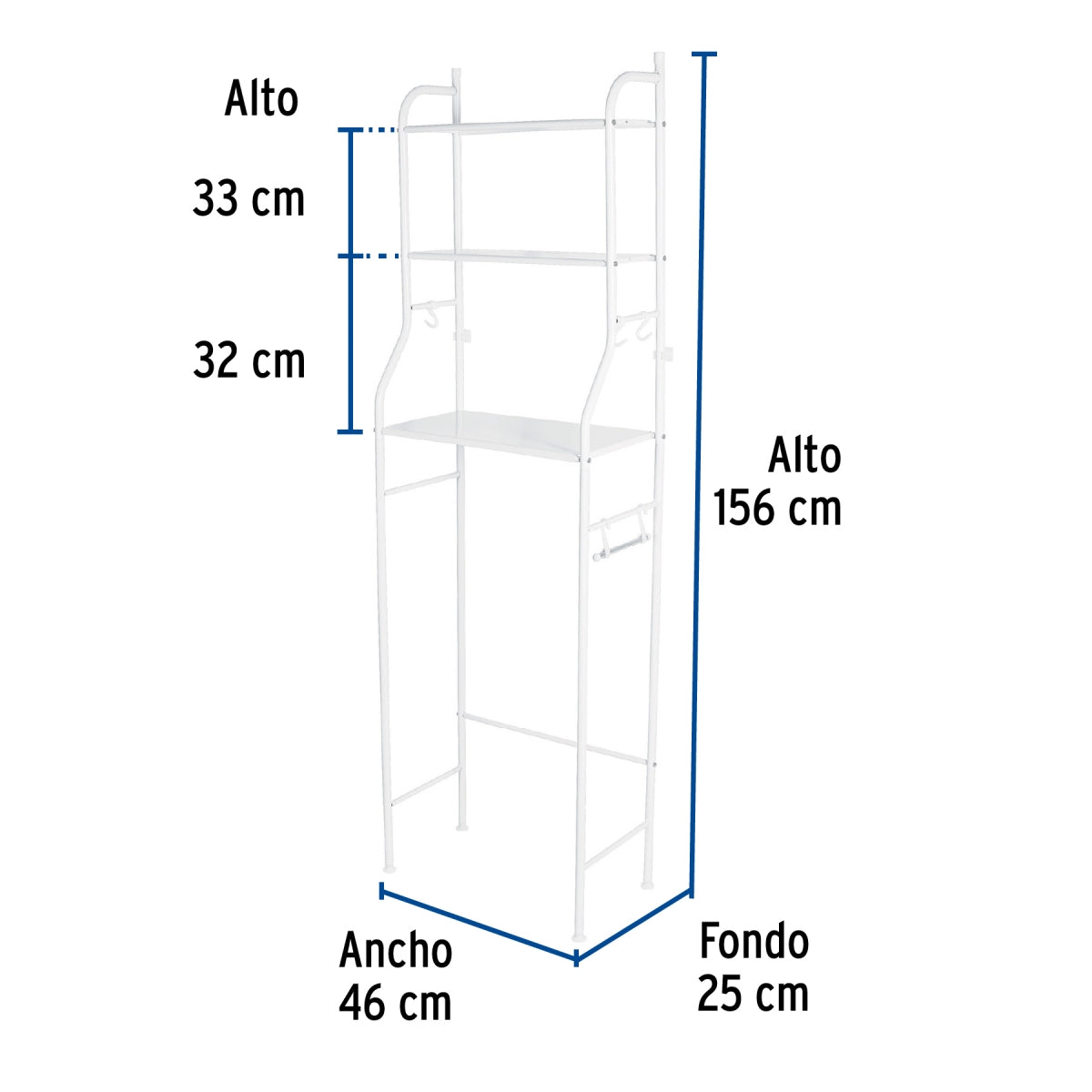 Mueble organizador con 3 repisas p/baño SKU:'47907