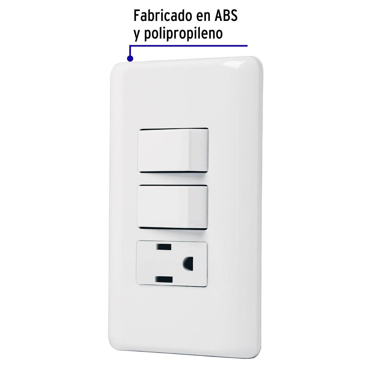 Placa armada triple 1 contacto 2 interruptores sencillos (Basic) SKU:'25081