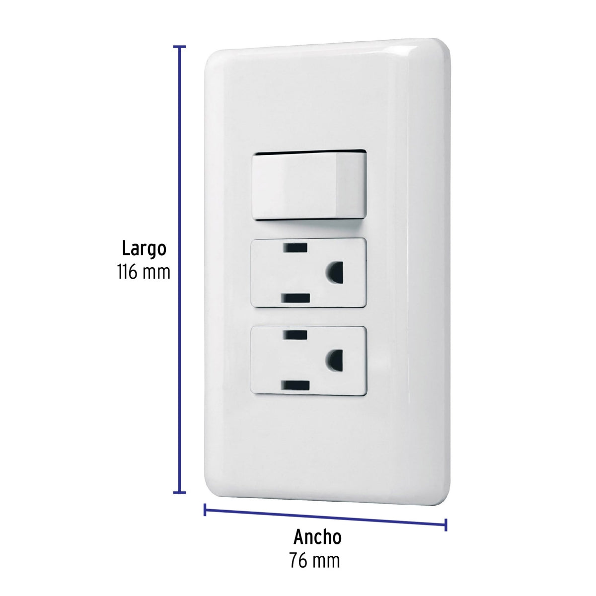 Placa armada triple 2 contactos 1 interruptor sencillo (Basic) SKU:'25079