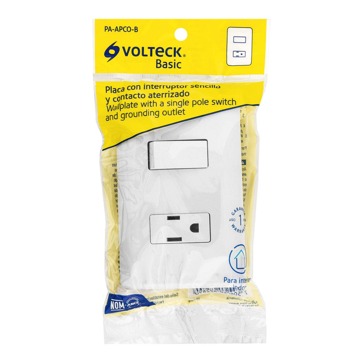 Placa armada doble 1 contacto 1 interruptor sencillo (Basic) SKU:'25077