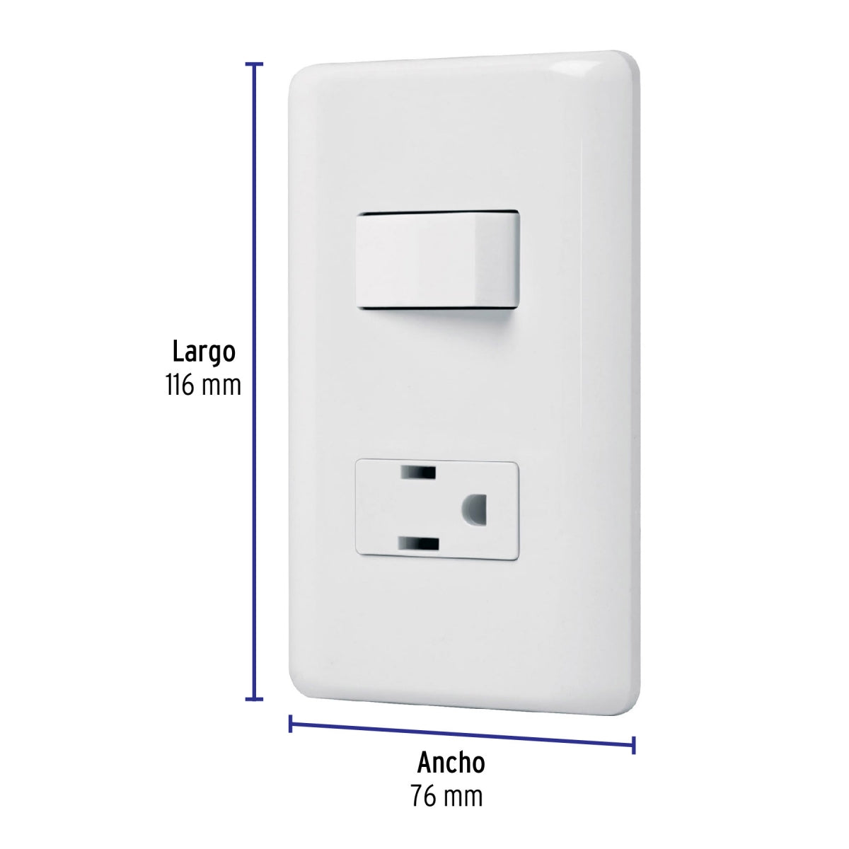 Placa armada doble 1 contacto 1 interruptor sencillo (Basic) SKU:'25077