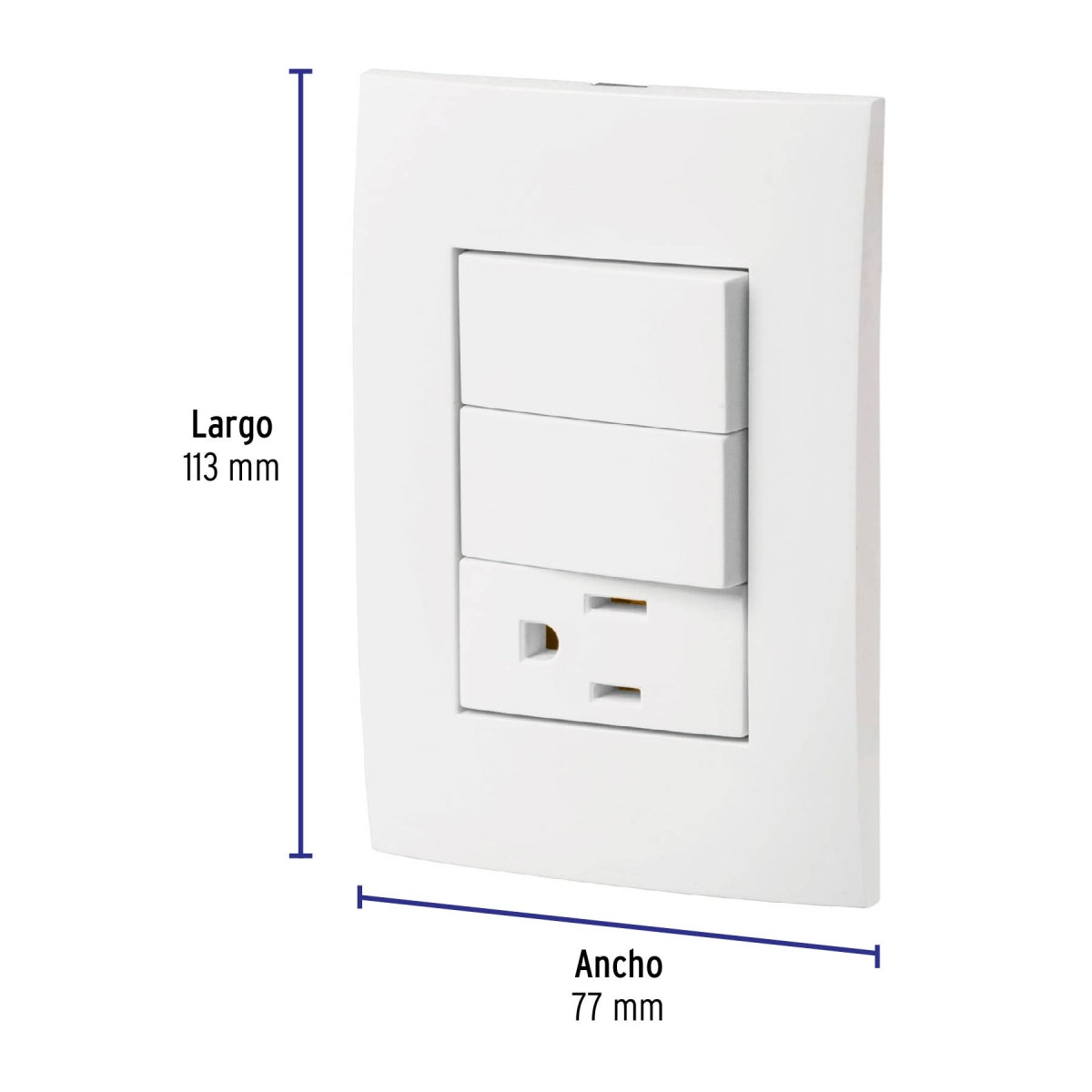 Placa armada triple 1 contacto 2 interruptores sencillos (Oslo) SKU:'46488