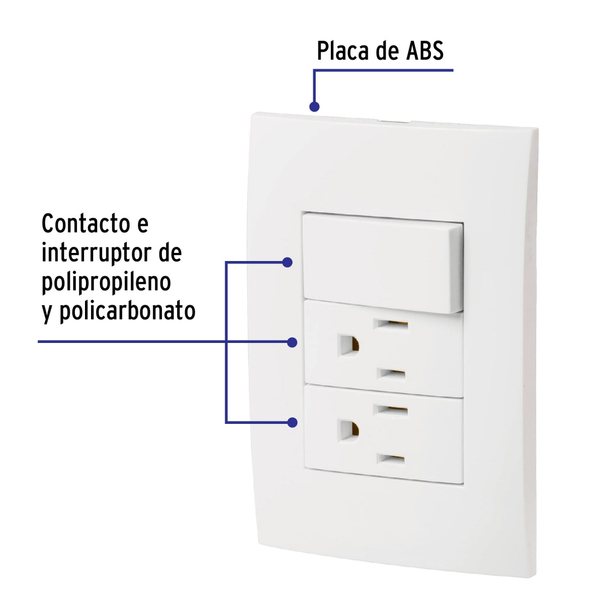 Placa armada triple 2 contactos 1 interruptor sencillo (Oslo) SKU:'46489