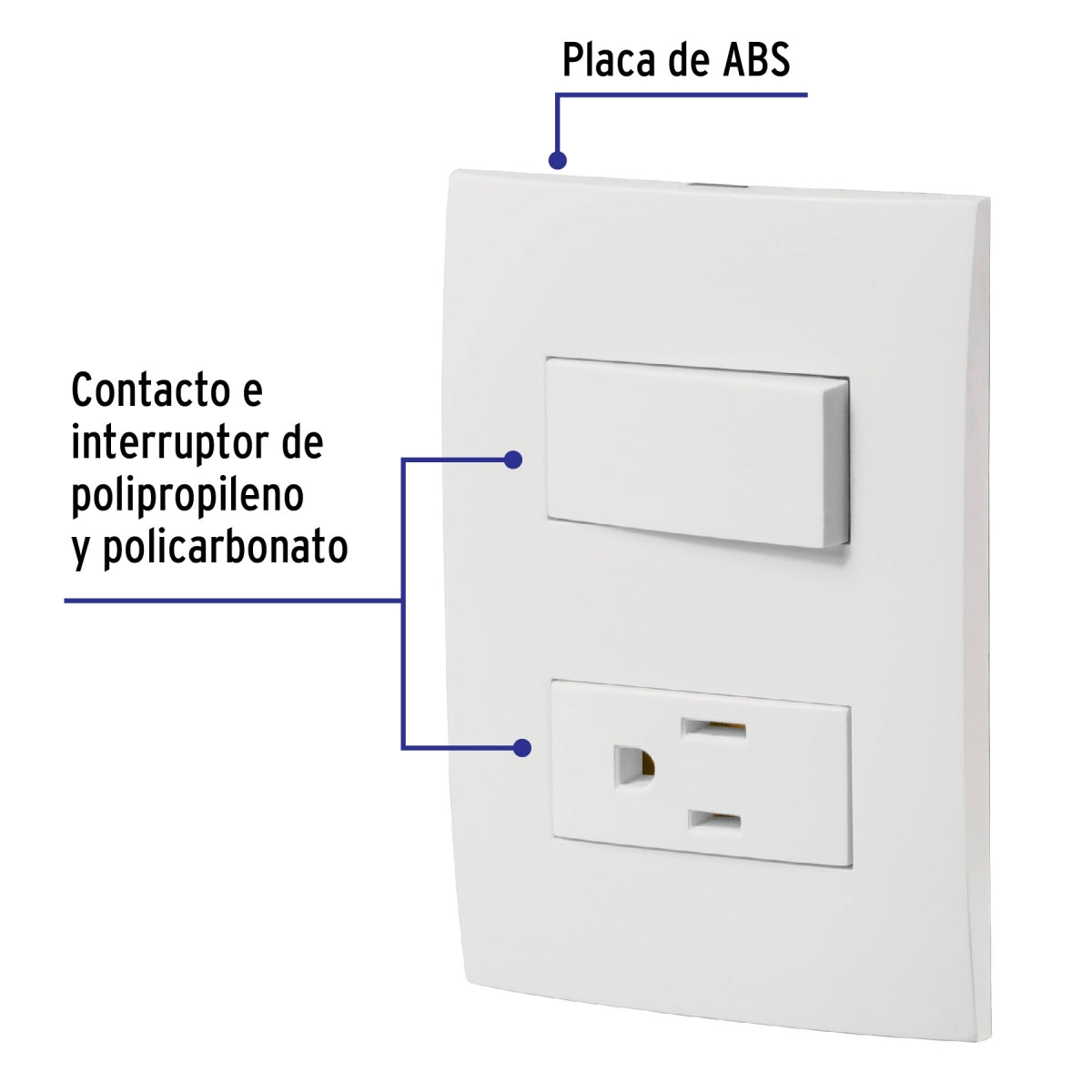 Placa armada doble 1 contacto 1 interruptor sencillo (Oslo) SKU:'46487