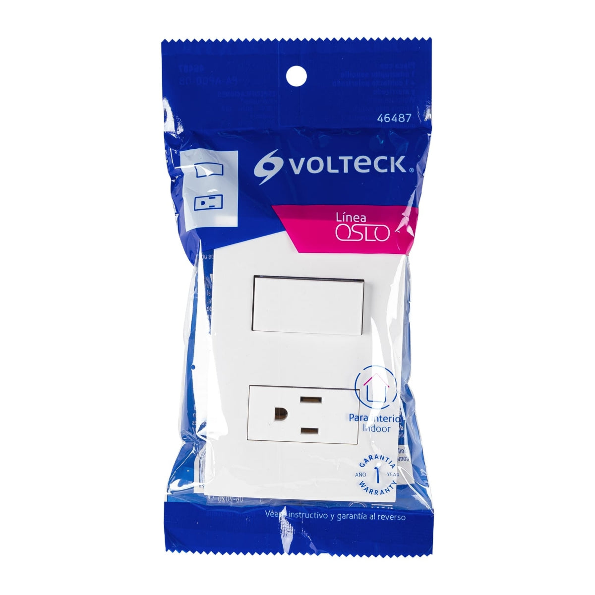 Placa armada doble 1 contacto 1 interruptor sencillo (Oslo) SKU:'46487