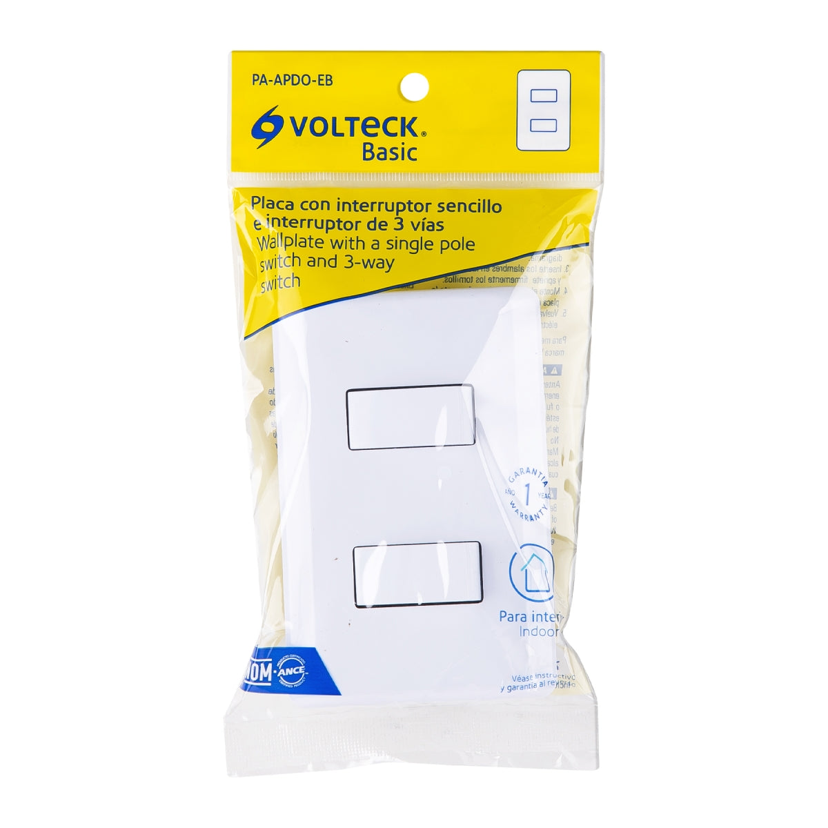 Placa armada doble 1 interruptor sencillo 1 interruptor escalera (Basic) SKU:'25085