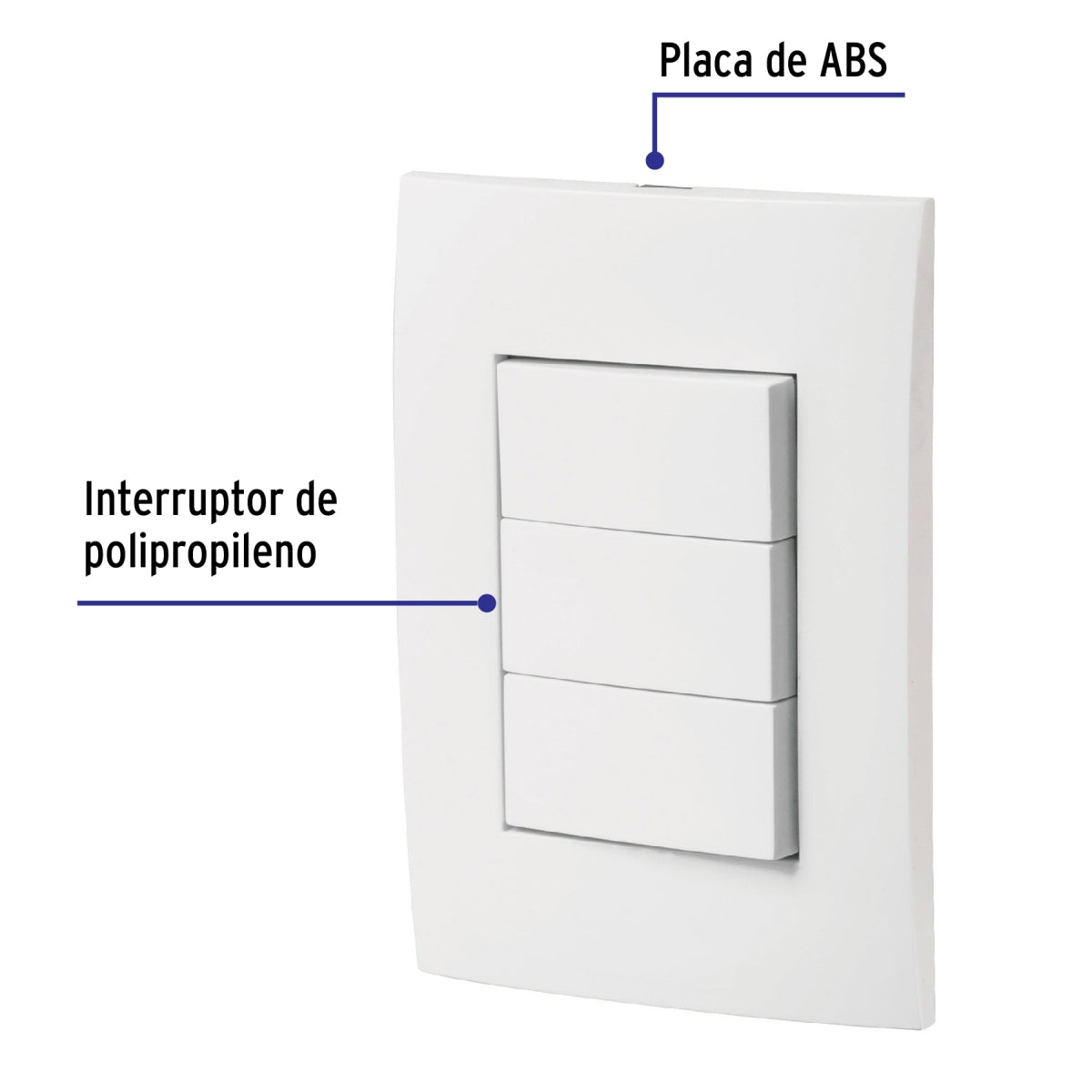 Placa armada triple 3 interruptores sencillos (Oslo) SKU:'46496