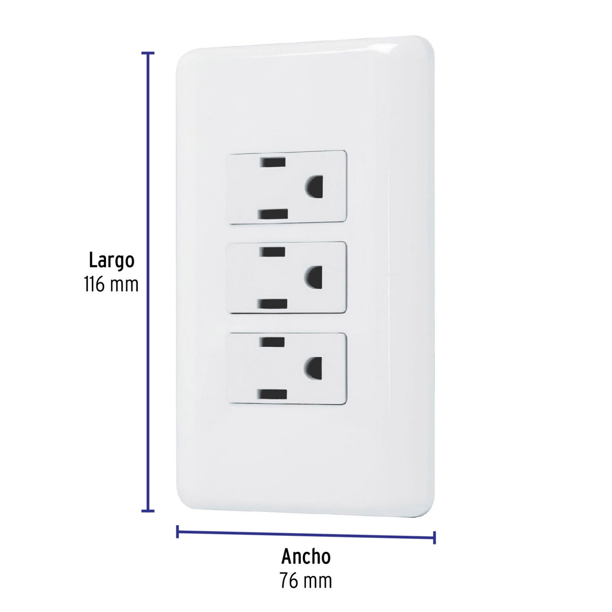 Placa armada tiple 3 contactos aterrizados (Basic) SKU:'25082