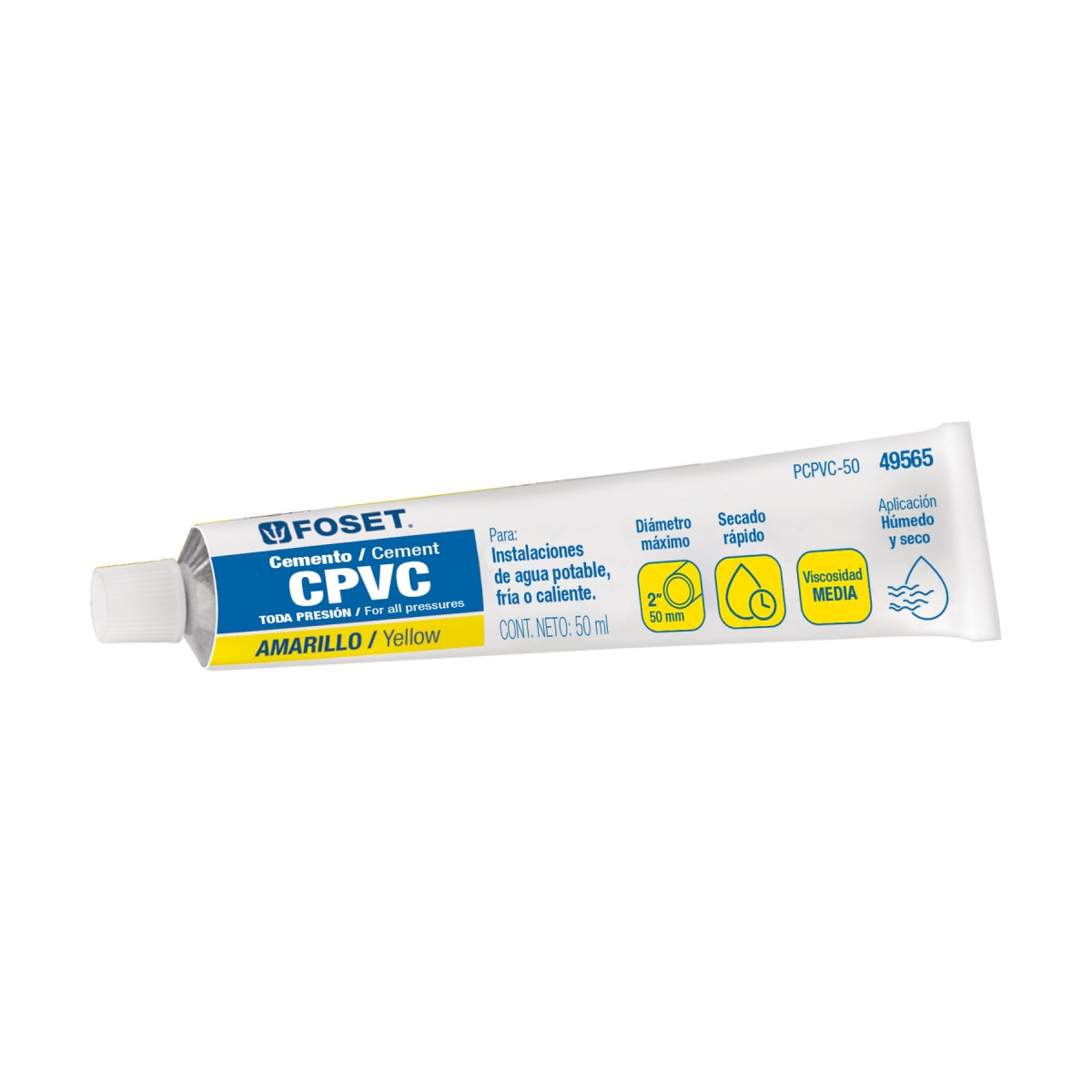 Pegamento amarillo para CPVC tubo 50ml SKU:'49565