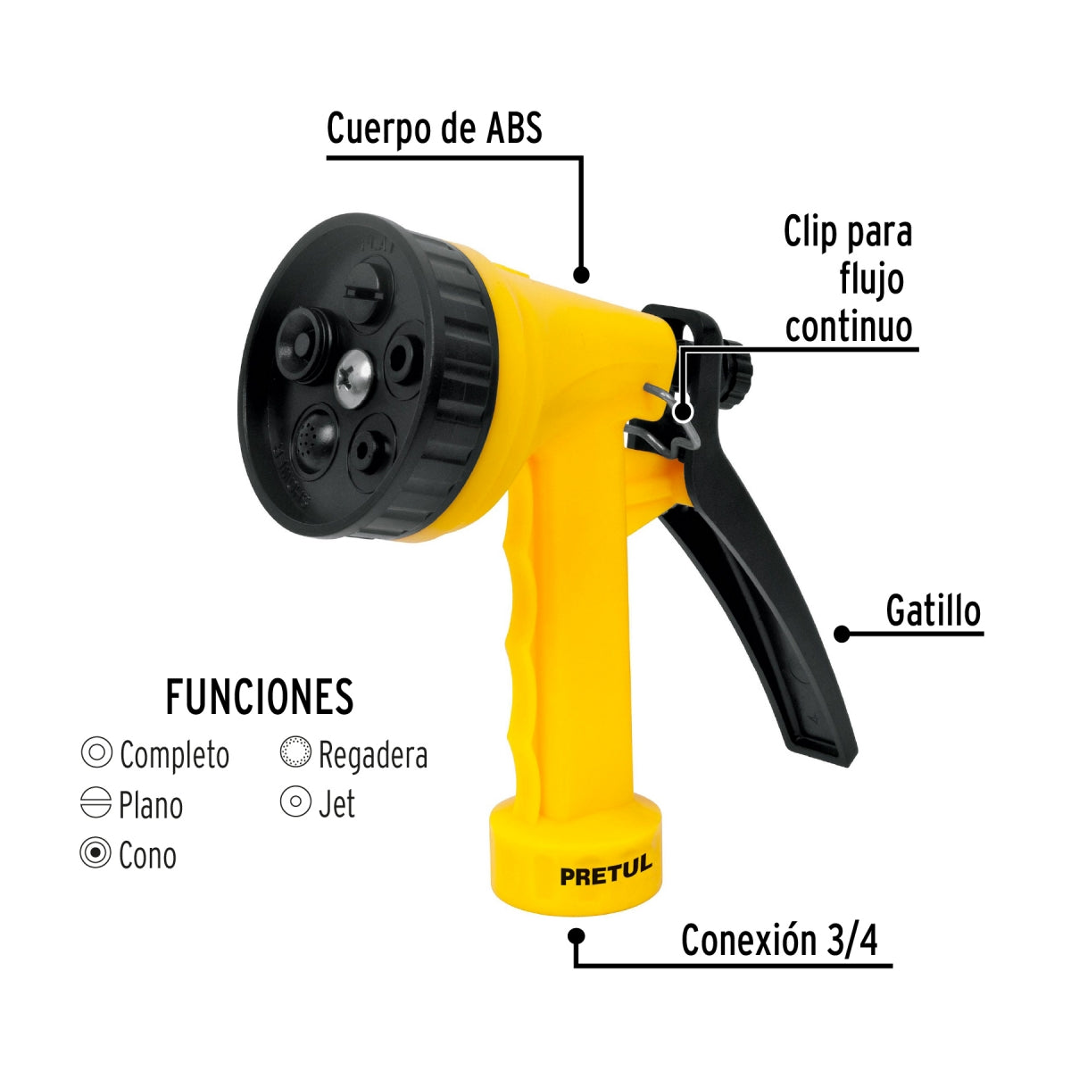 Pistola plástica para jardín 5 funciones SKU:'22765