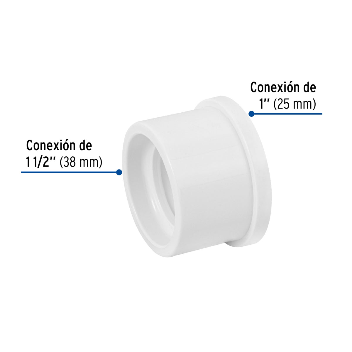 Reducción bushing 1 1/2" a 1" PVC cédula 40 SKU:'45537