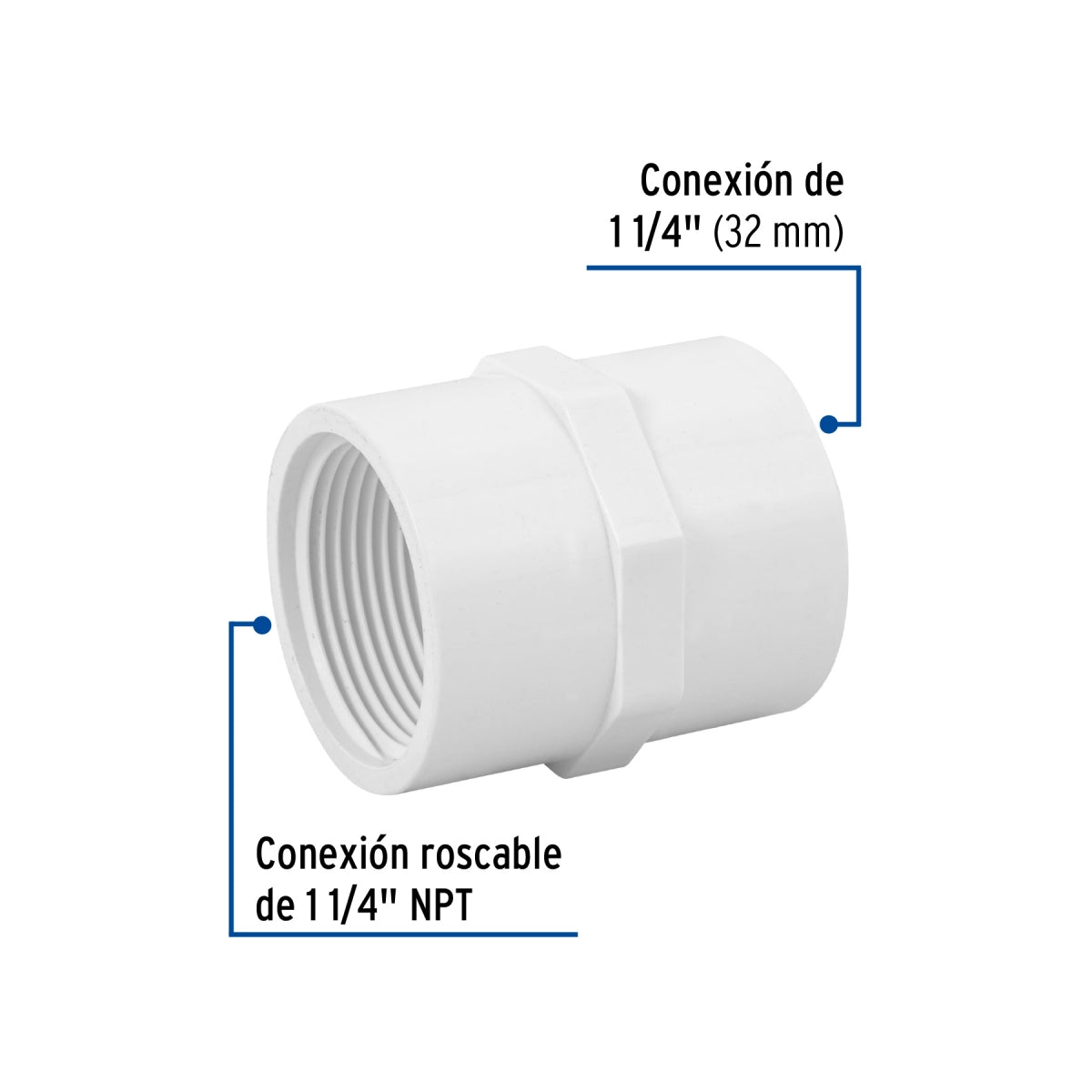 Adaptador hembra 1 1/4" PVC cédula 40 SKU:'45548