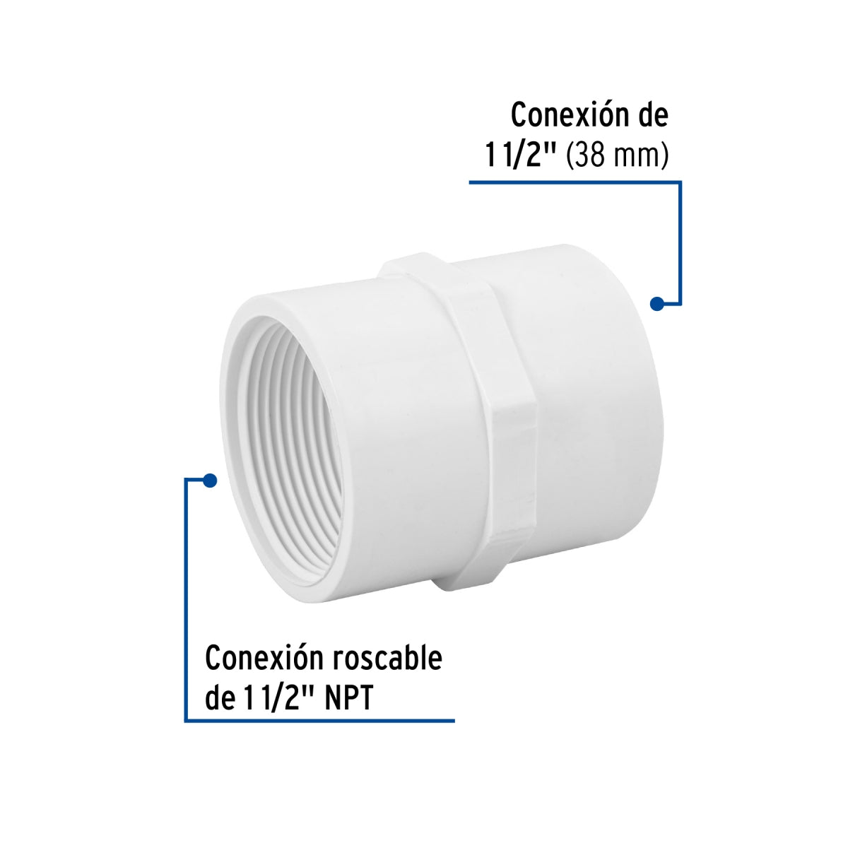 Adaptador hembra 1 1/2" PVC cédula 40 SKU:'45549