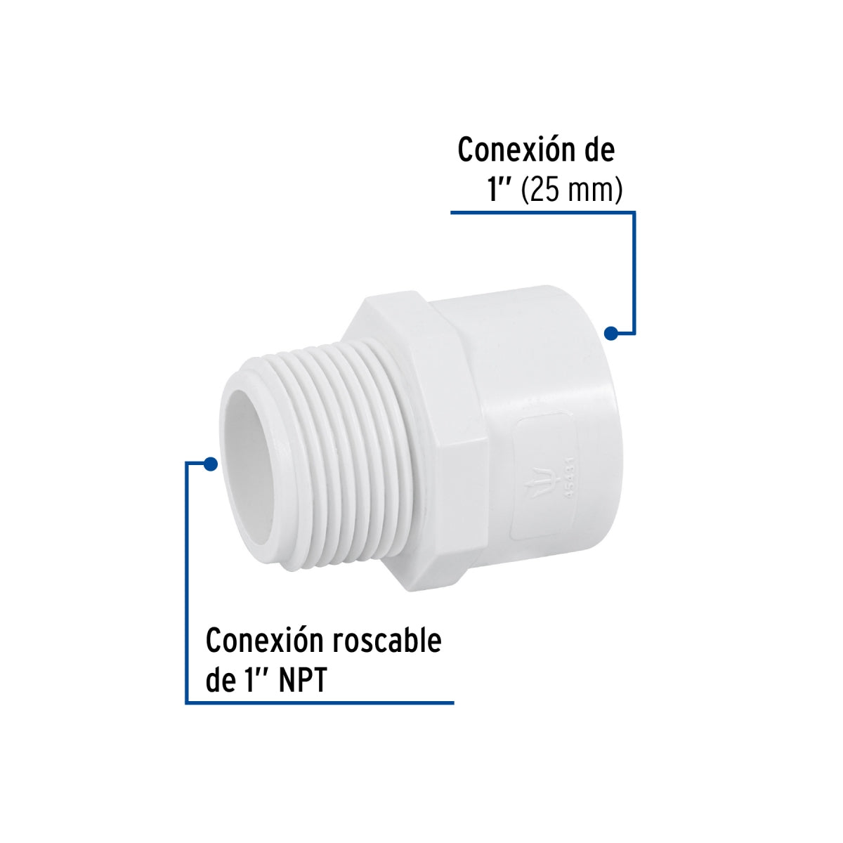 Adaptador macho 1" PVC cédula 40 SKU:'45431