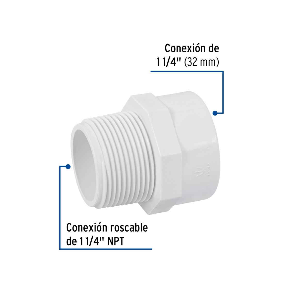Adaptador macho 1 1/4" PVC cédula 40 SKU:'45545