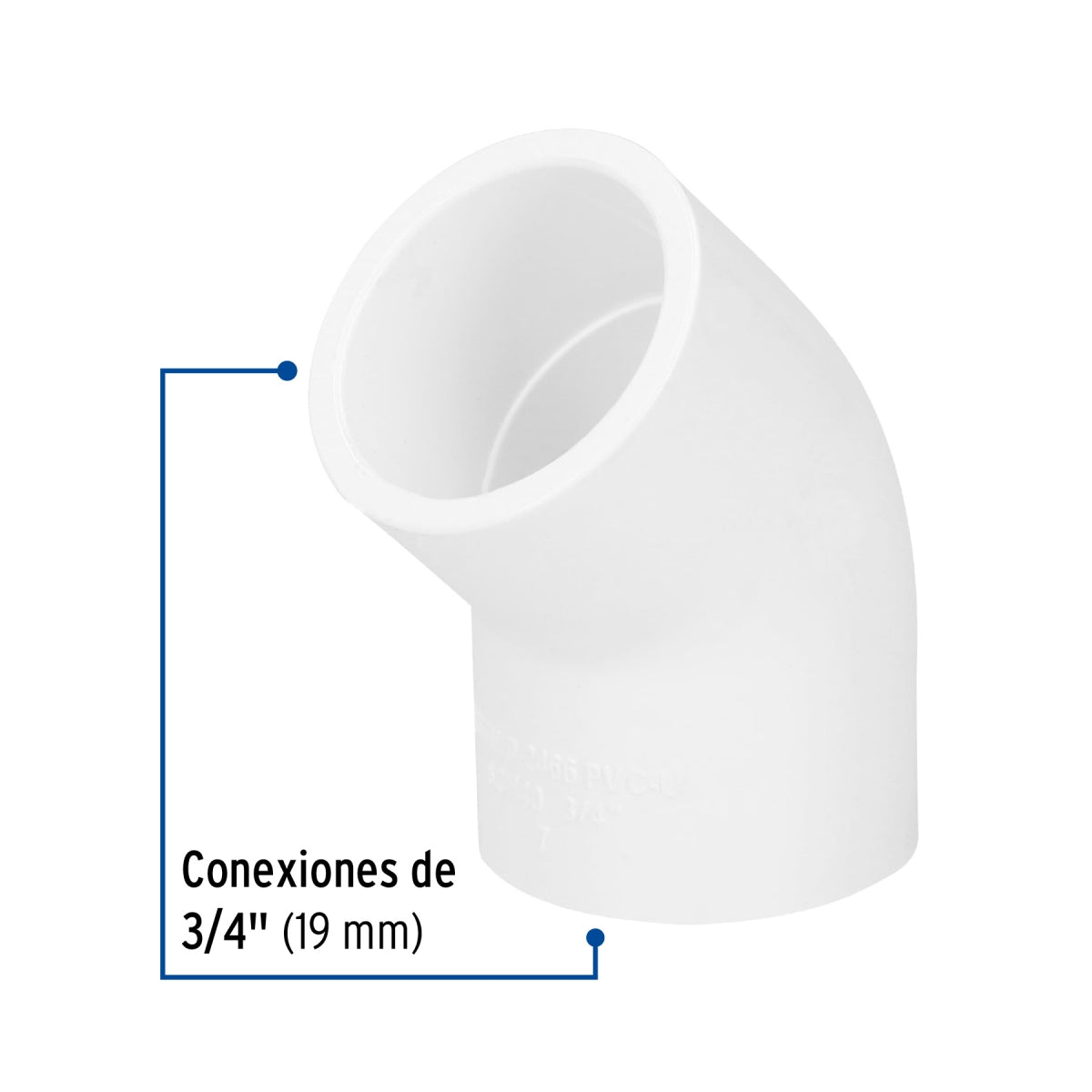 Codo 45° 3/4" PVC cédula 40 SKU:'45415