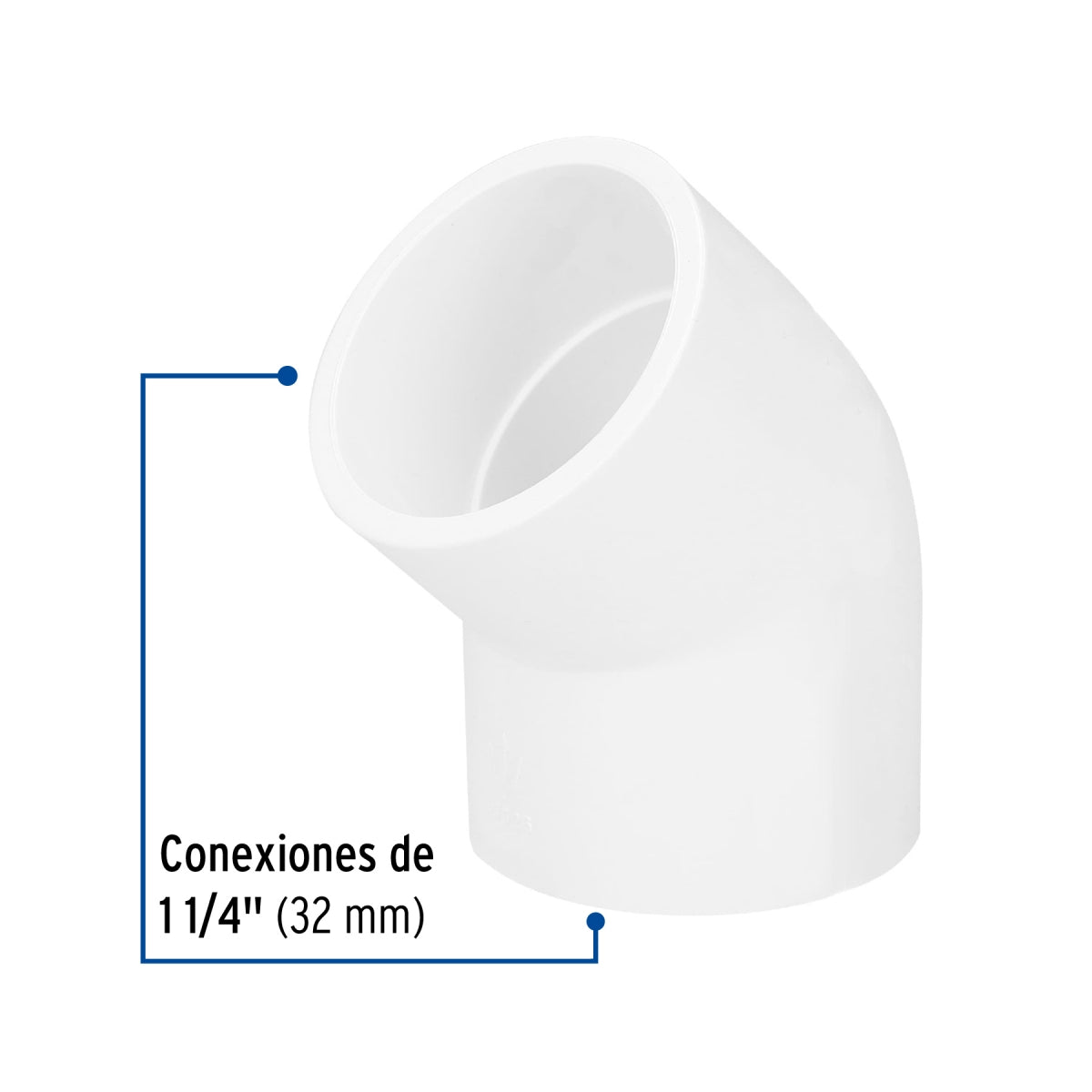 Codo 45° 1 1/4" PVC cédula 40 SKU:'45526