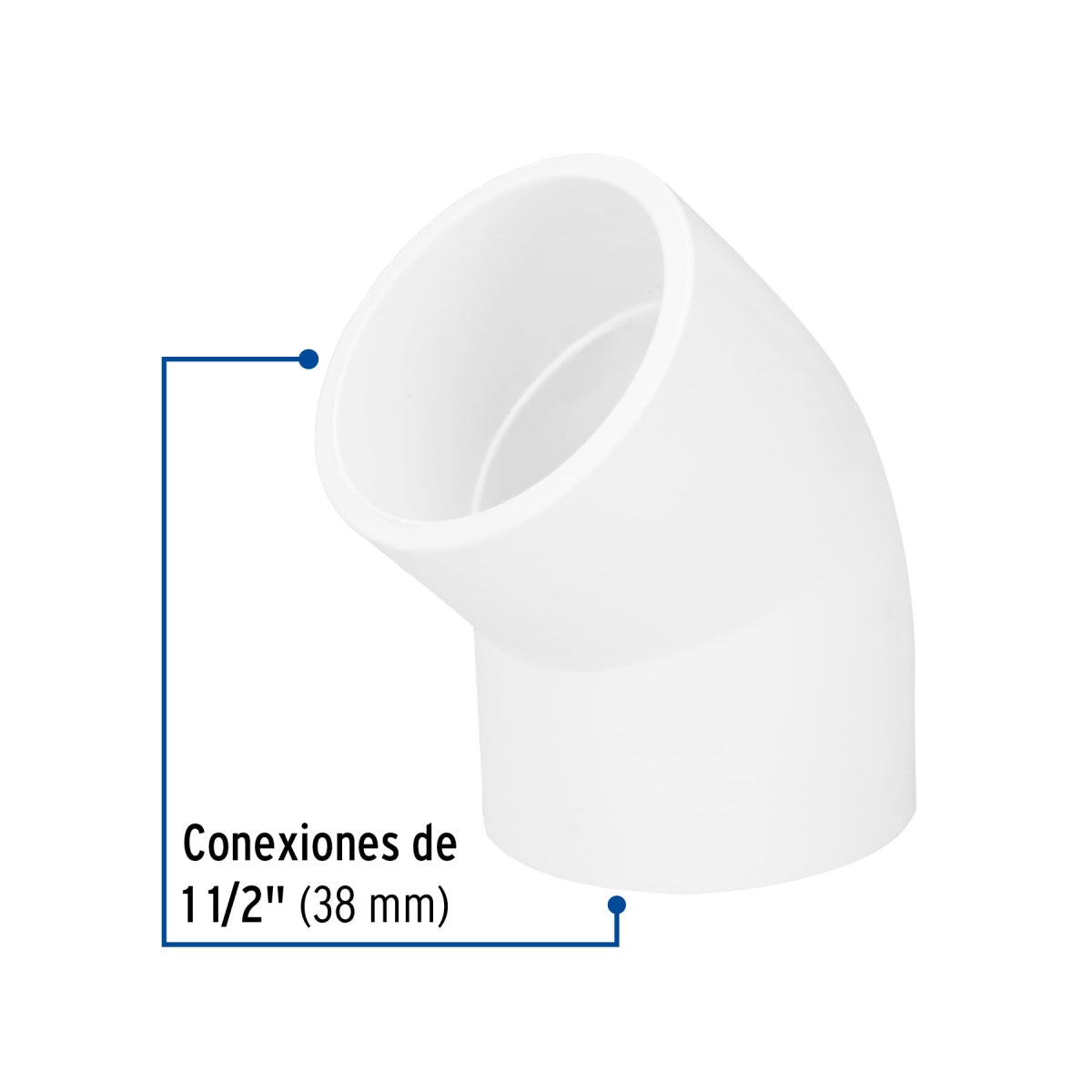 Codo 45° 1 1/2" PVC cédula 40 SKU:'45527