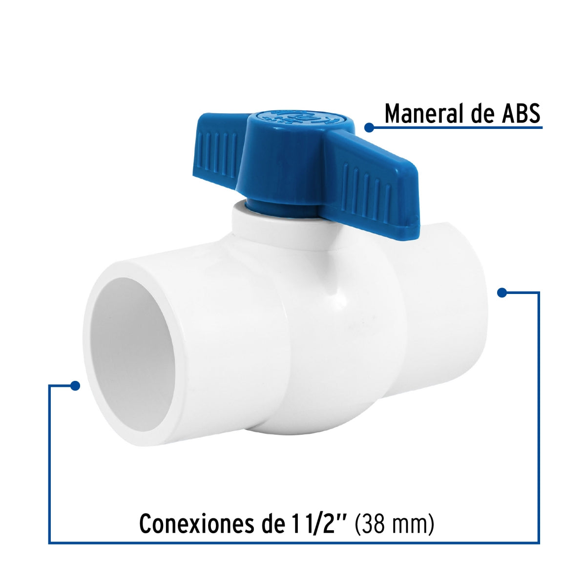 Válvula esfera cementar 1 1/2" PVC cédula 40 SKU:'49160